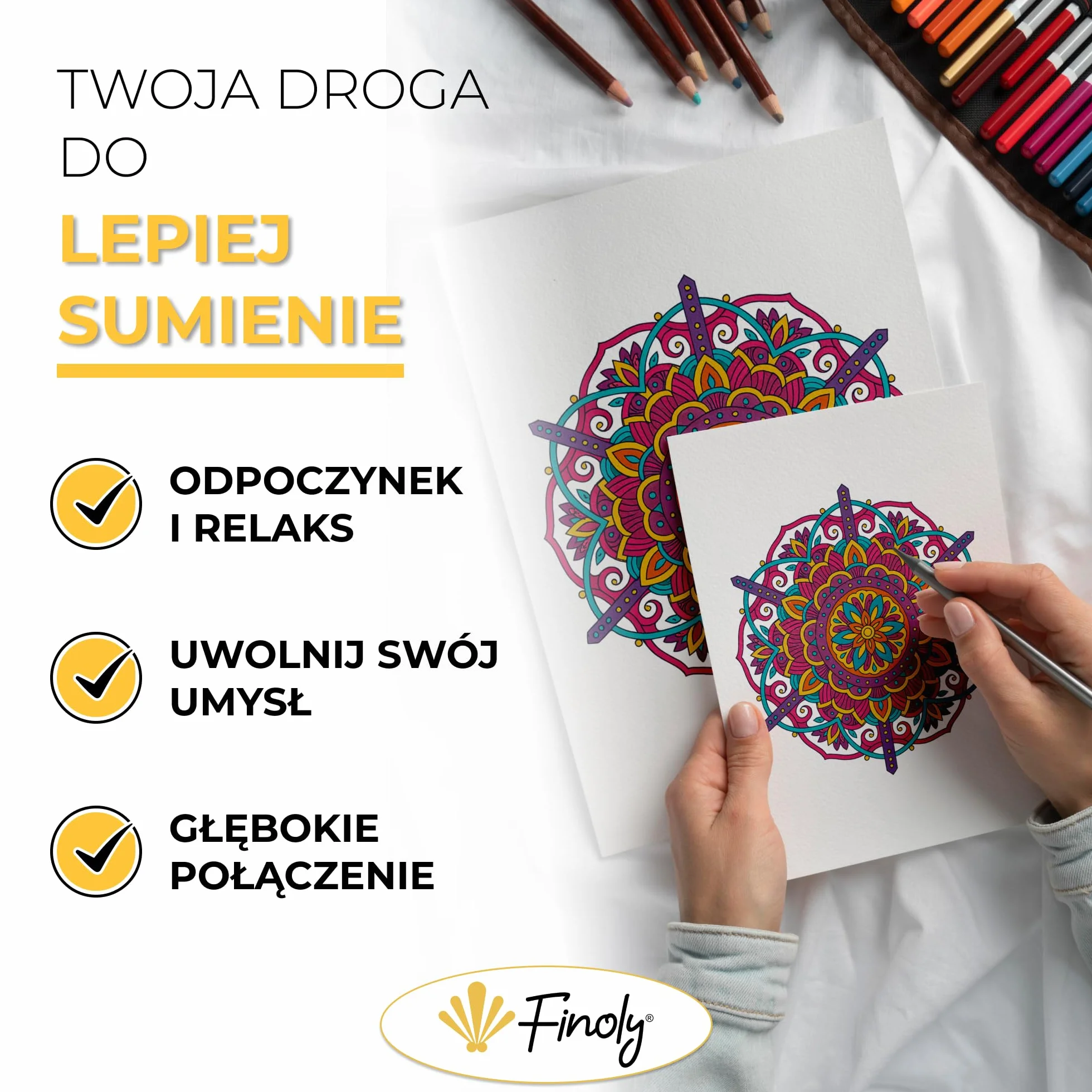 Finoly Mandala Kolorowanka dla Dorosłych z 30 Wzorami | Mandala Dotting Kolorowanka | A4 | Papier Premium | Spiralne Wiązanie | Dzień | TOM I