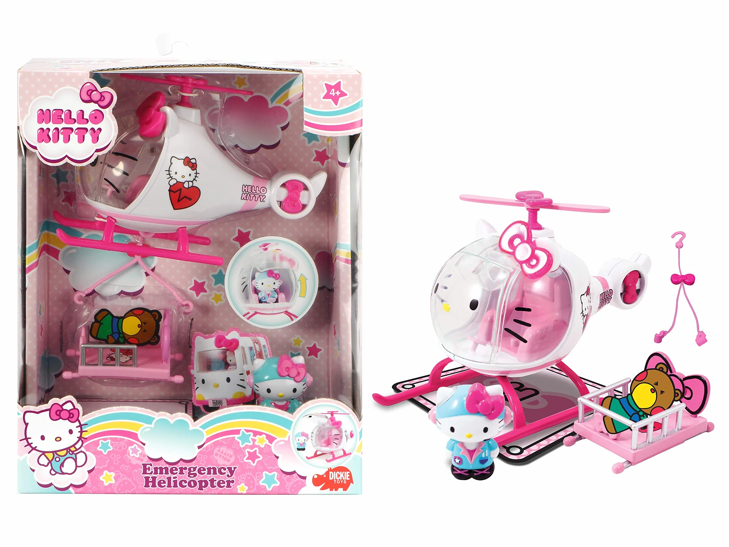 Dickie Toys Helicopter 17,5 cm z figurką Hello-Kitty, przednia szyba do otwierania, odpinany uchwyt, od 3 lat