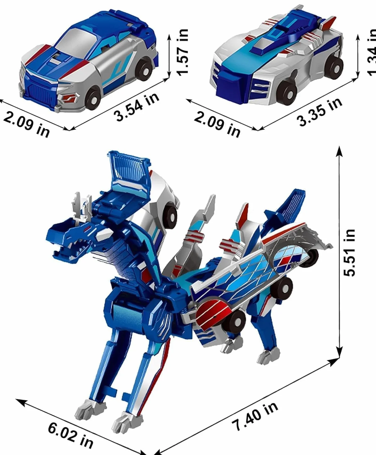 Felly Dragon Transforming Robot samochodowy zabawki dla dzieci, automatyczne odkształcanie połączeń magnetycznych, zabawki samochodowe dla chłopców i dziewcząt w wieku 2, 3, 4, 5, 6, 7, 8 lat, dla