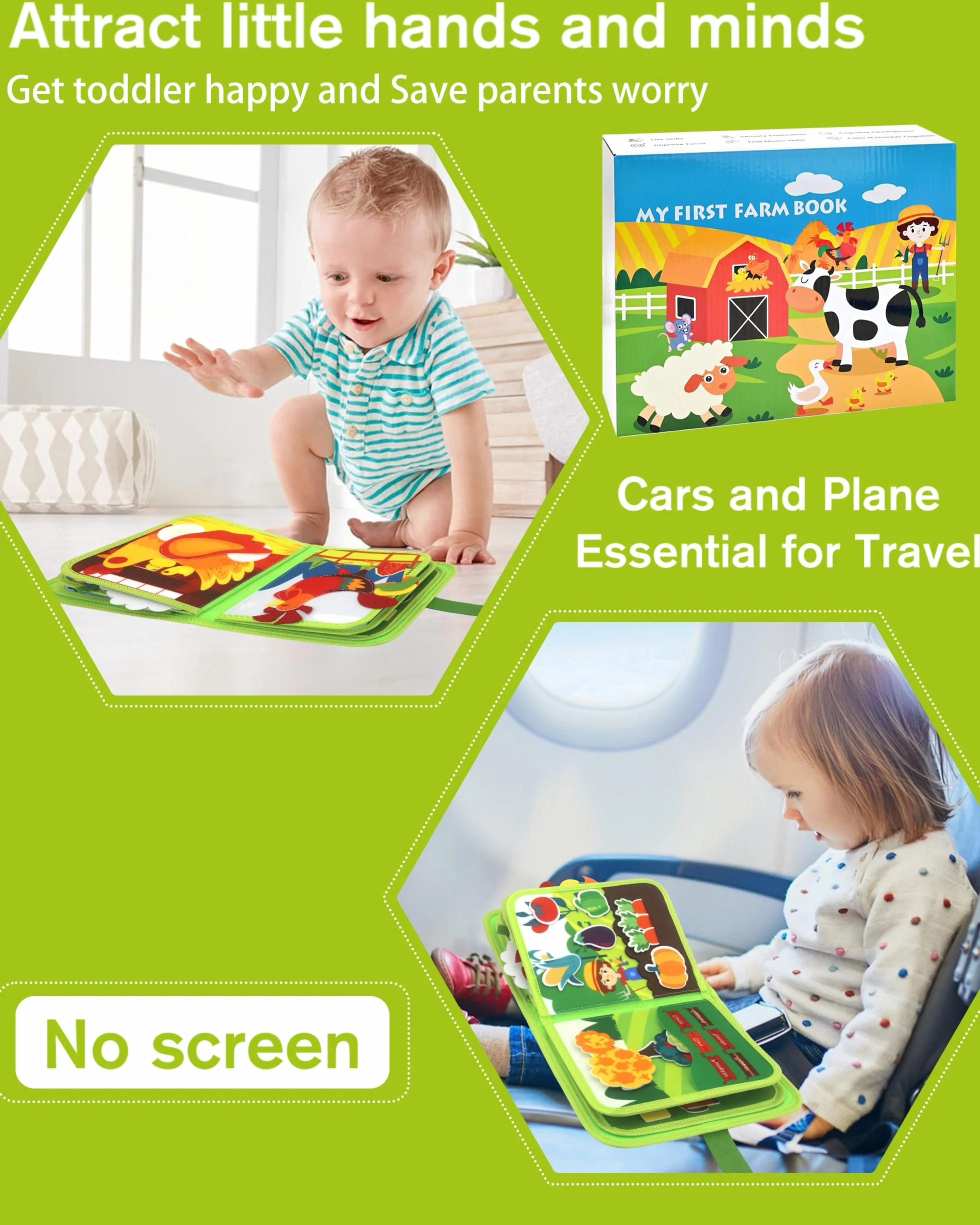 Busy Board Montessori 20 w 1 Quiet Book Activity Board Farma z miękkiego filcu Edukacyjna Zabawka dla Dzieci od 1 2 3 lat