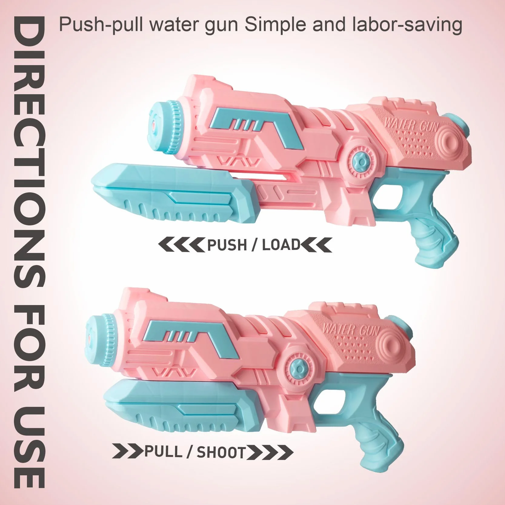 Różowy pistolet na wodę 650 cm3 Duży pistolet na wodę dla dzieci Dorośli 26-33 stóp Super Soaker Water Blaster Shooter, letnia plaża Basen Walka z wodą Squirter Zabawki dla dziewczynek