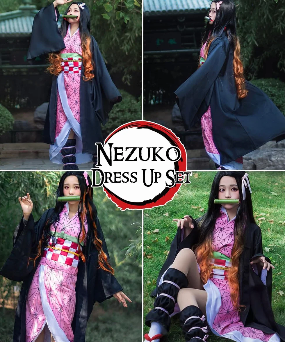Kostium do cosplayu Nezuko Tanjirou, Kochou Shinobu, Mitsuri, zestaw kostiumowy, kimono, peleryna, prezent dla dzieci, na karnawał, Halloween, Boże Narodzenie