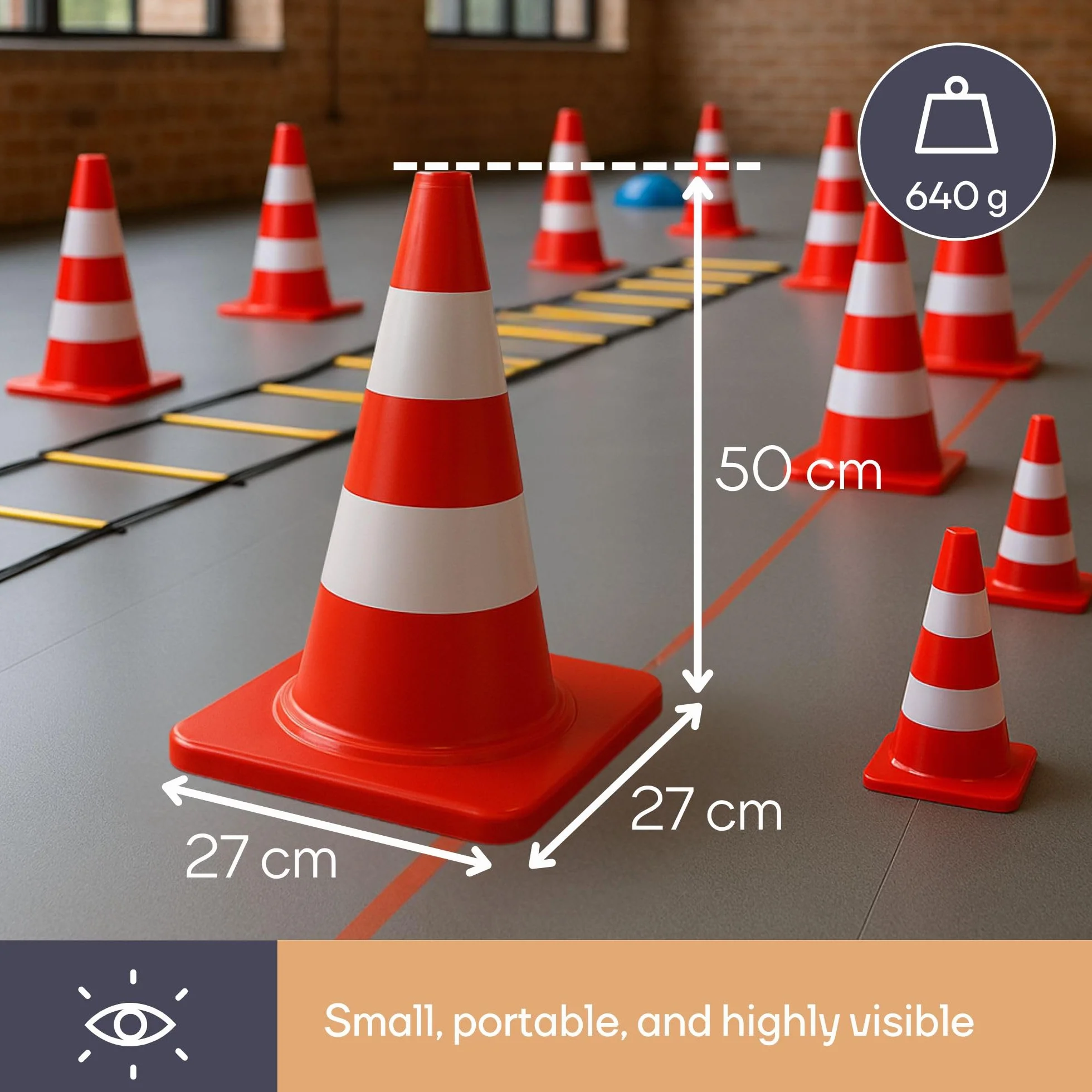 Perel Stożek drogowy, do wyznaczania obszaru strefy, czerwono-biały, do użytku rekreacyjnego, 50 cm