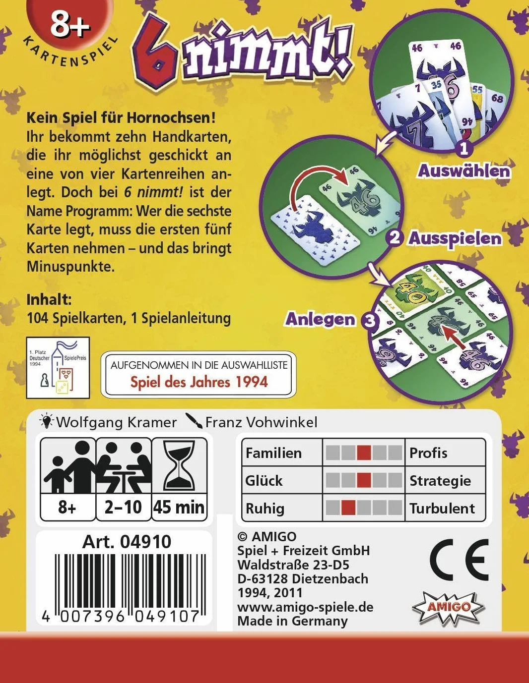 Amigo 6 Nimmt! Gra Karciana, Wielokolorowy, od 8 Lat