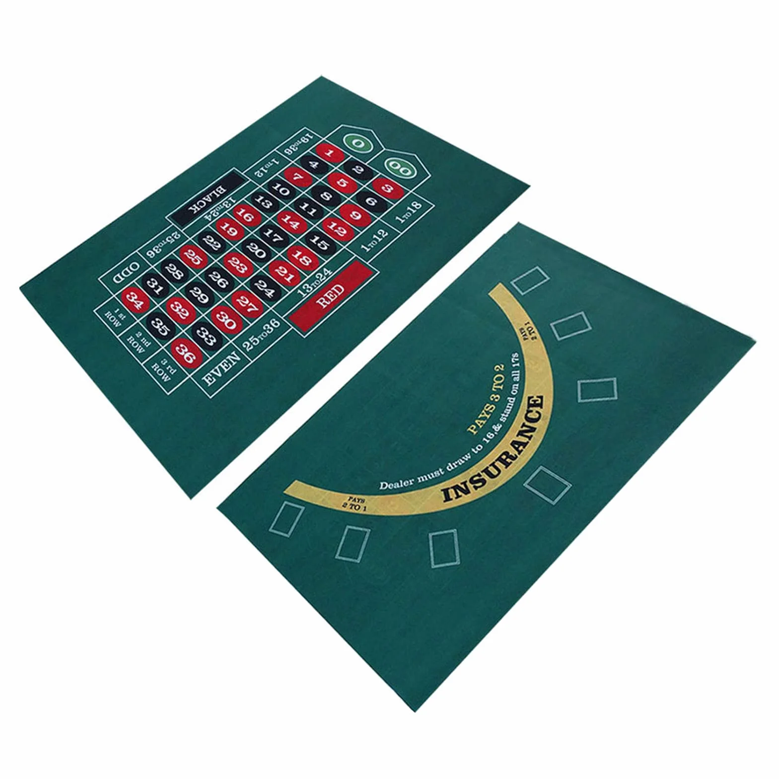 Mata do pokera - dwustronna mata na stół - filcowa ruletka plan gry czarny jack - profesjonalny tablet kasyno poker - na imprezę tematyczną Texas Holdem Poker i Blackjack - 60x90cm