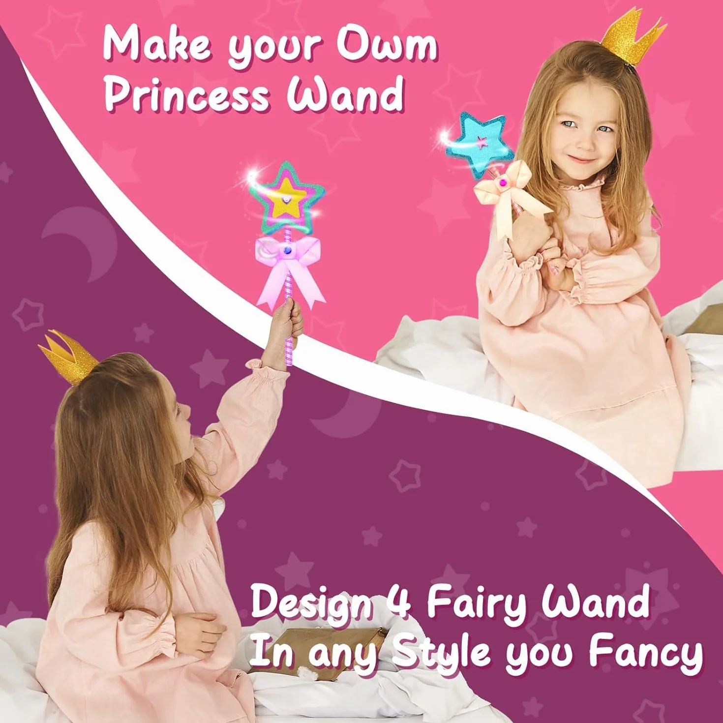 GUOYOU 27 sztuk Magiczna Drewniana Różdżka Księżniczka Różdżka Wróżdżka dla Dzieci Zestaw Rzemiosła Dziewczyny Drewniane DIY Rzemiosło Magiczne Różdżki Wróżki do Malowania