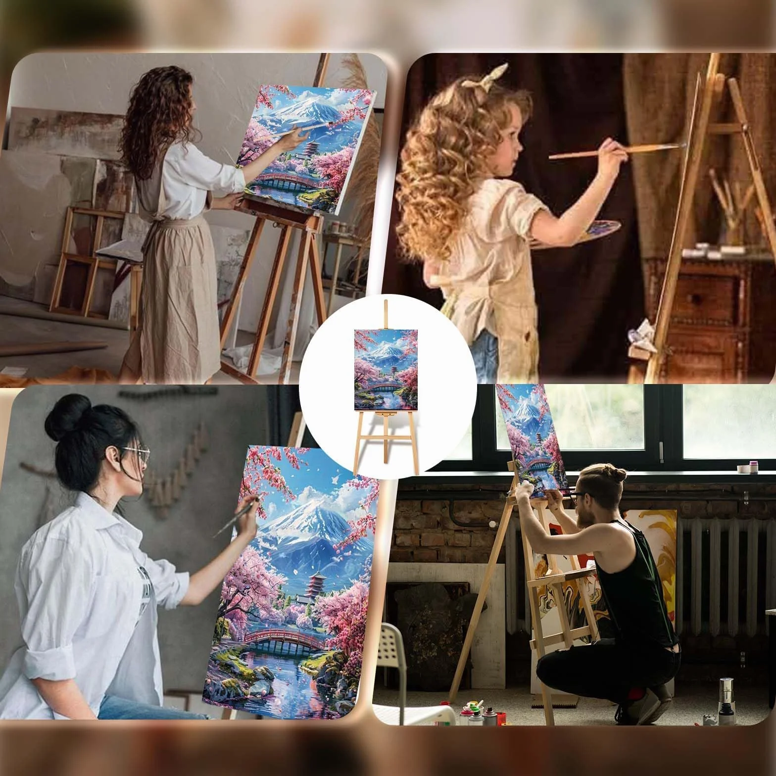 Gutluz Malowanie według liczb, krajobraz dla dorosłych – paint by numbers adult flower – cheerful painting kits kit morze – malowanie według liczb, pędzel do płótna dla dorosłych – (CD155)