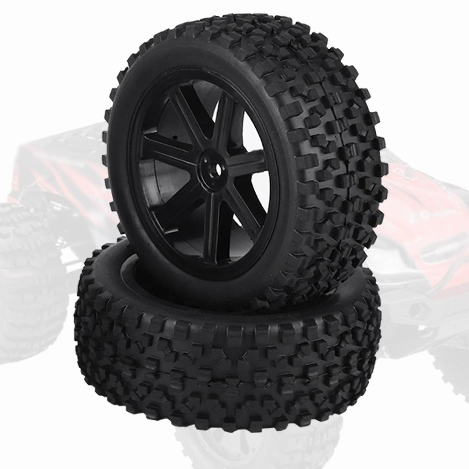 RC Truck Gumowa opona Koła felgi ze stopu aluminium czarny kwadratowy wzór 4szt Black
