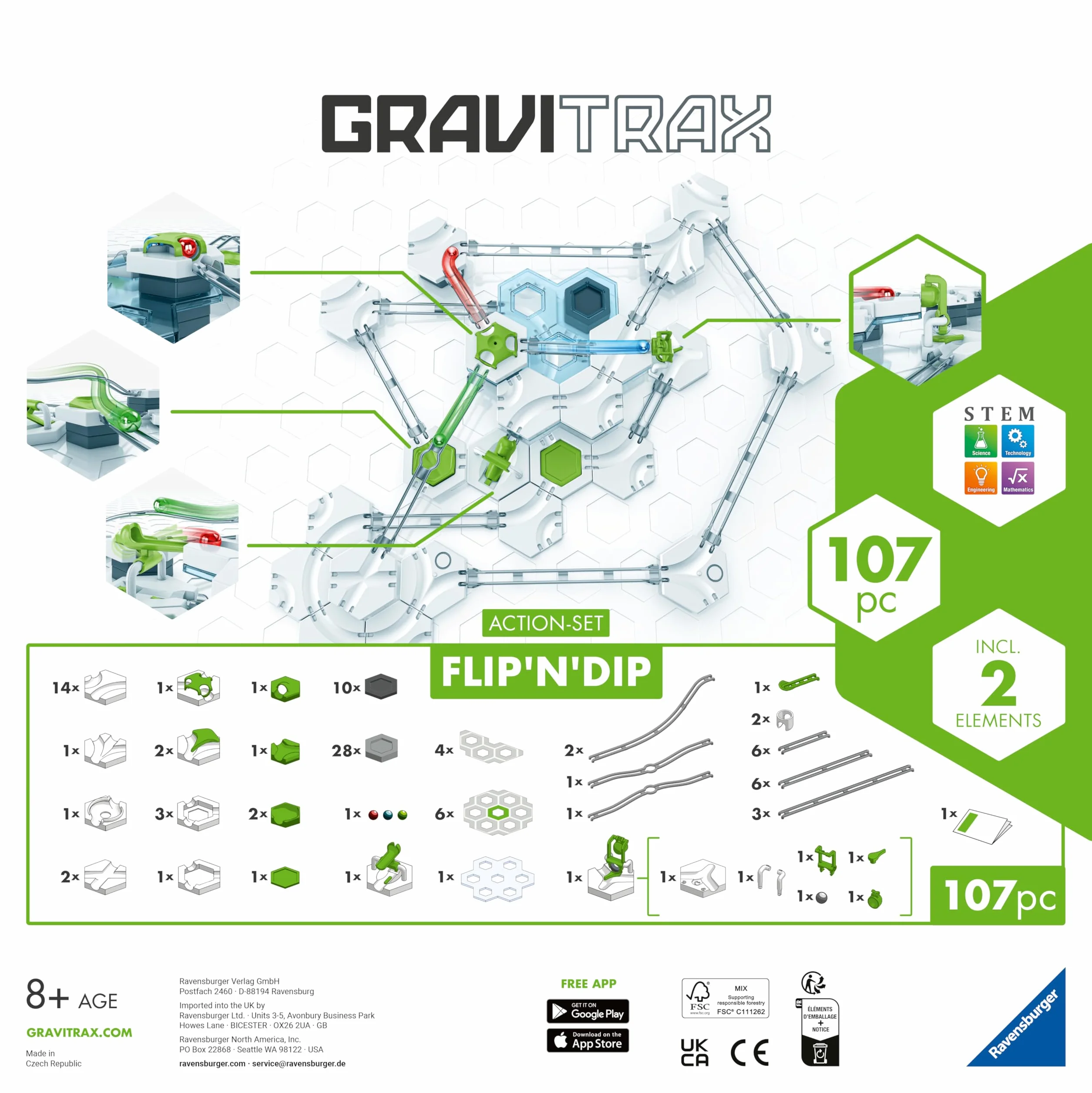 Ravensburger GraviTrax zestaw akcji Flip`n`Dip - tor dla kulek i zabawka konstrukcyjna od 8 lat