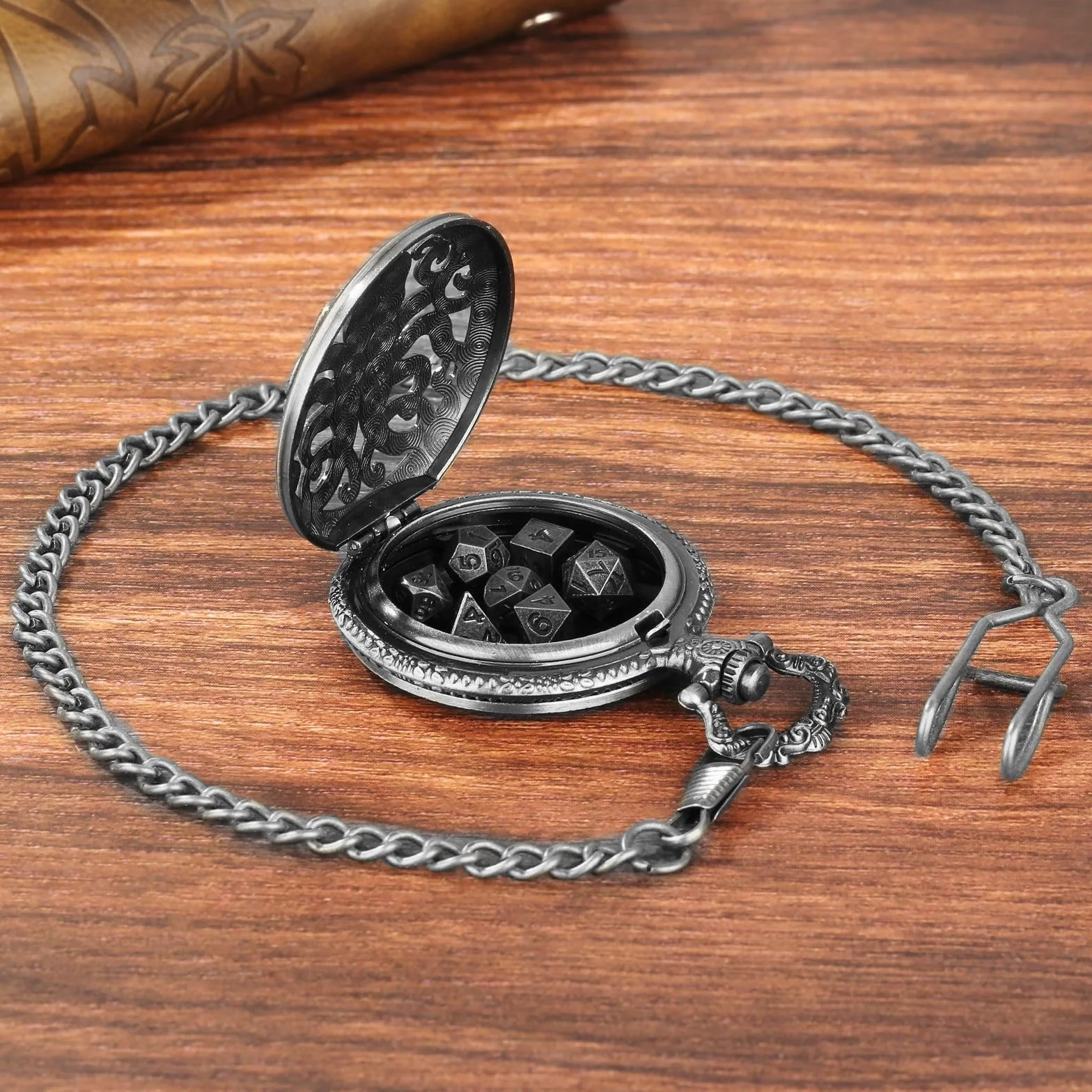 Mini gra w kości DND, DND gra w kości z wydrążonym Steampunk Ośmiornica Kieszonkowy zegarek