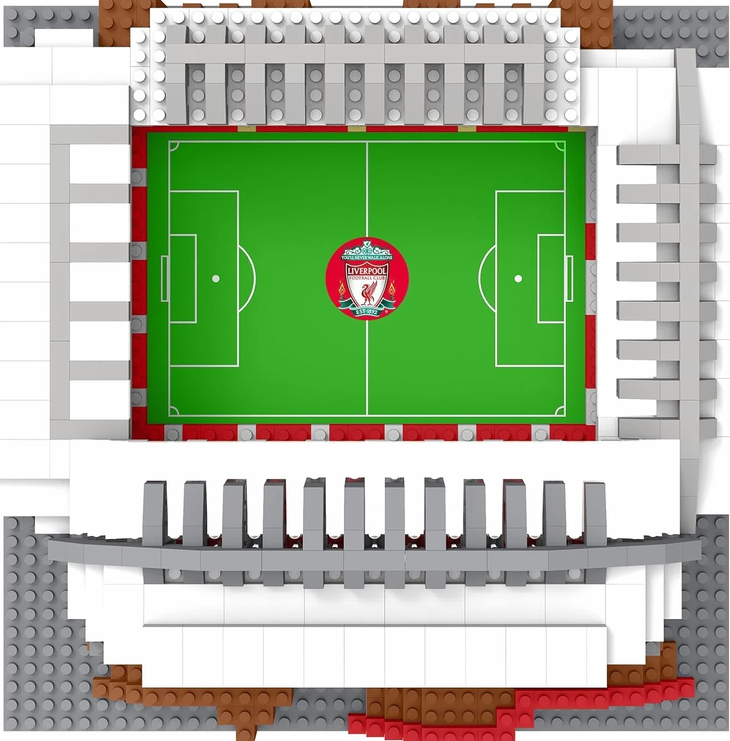 FOCO Oficjalny produkt licencjonowany Liverpool FC Anfield BRXLZ kamienie 3D mini stadion piłkarski zestaw budowlany
