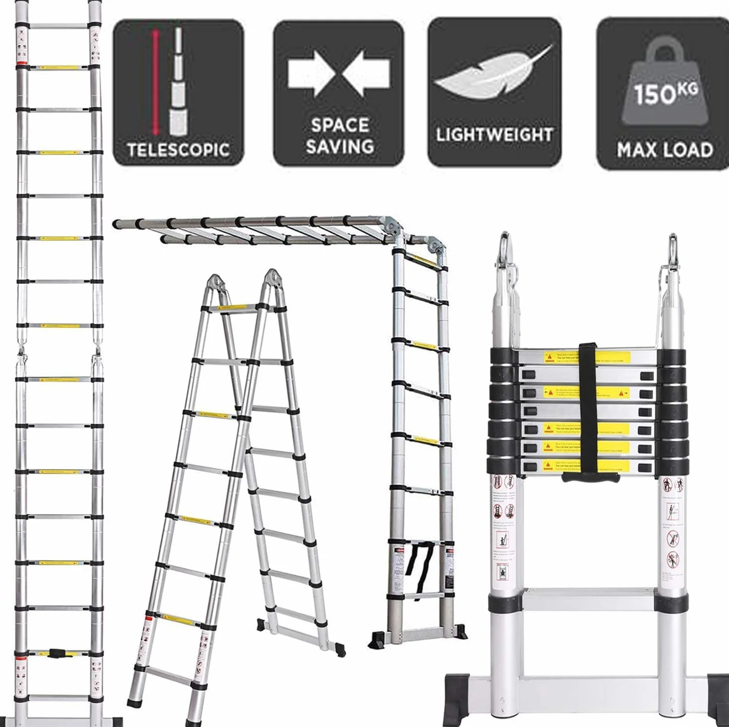 TREPPE Drabina teleskopowa Aluminium Dwustronne 5m (2,5m + 2,5m)