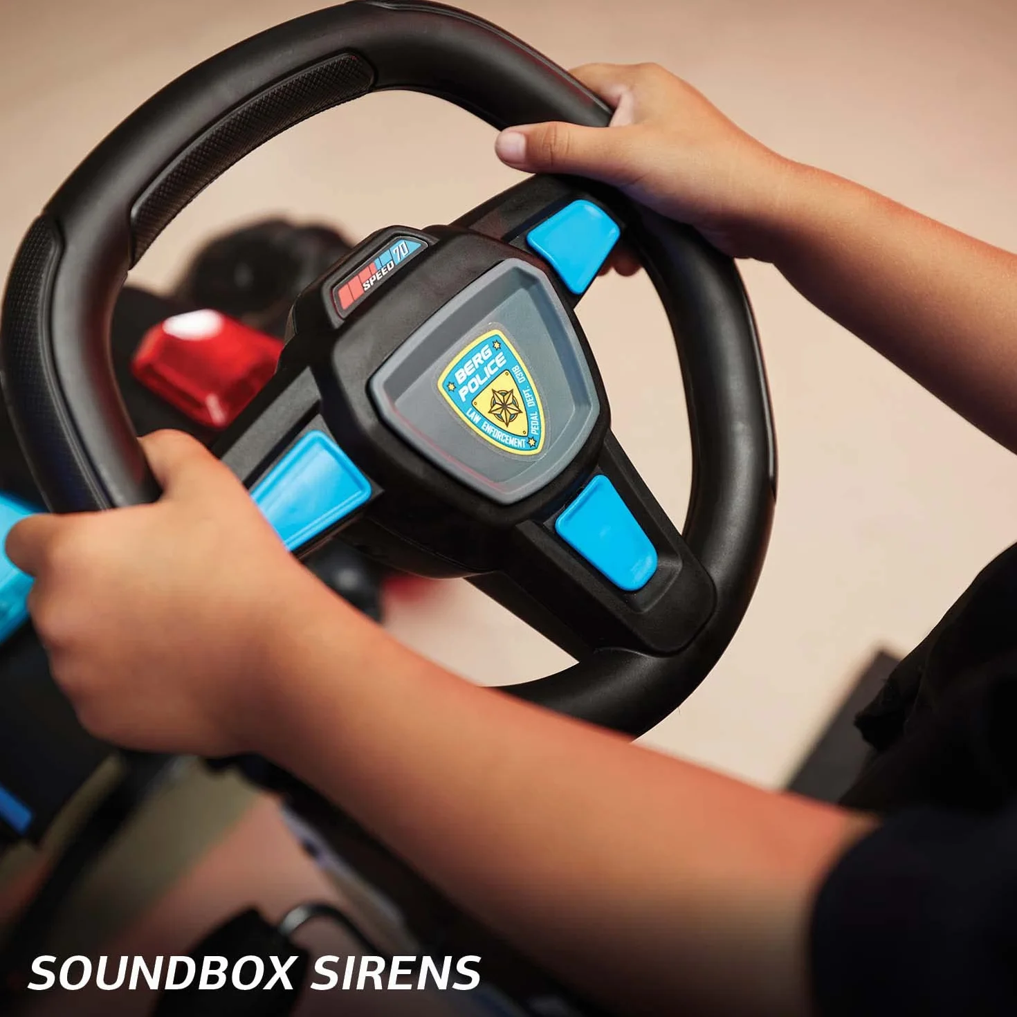 Berg Gokart z pedałem Buzzy Police z głośnikiem | pojazd dziecięcy, samochód na pedały, bezpieczeństwo i stabilność, zabawka dla dzieci w wieku 2-5 lat, duży