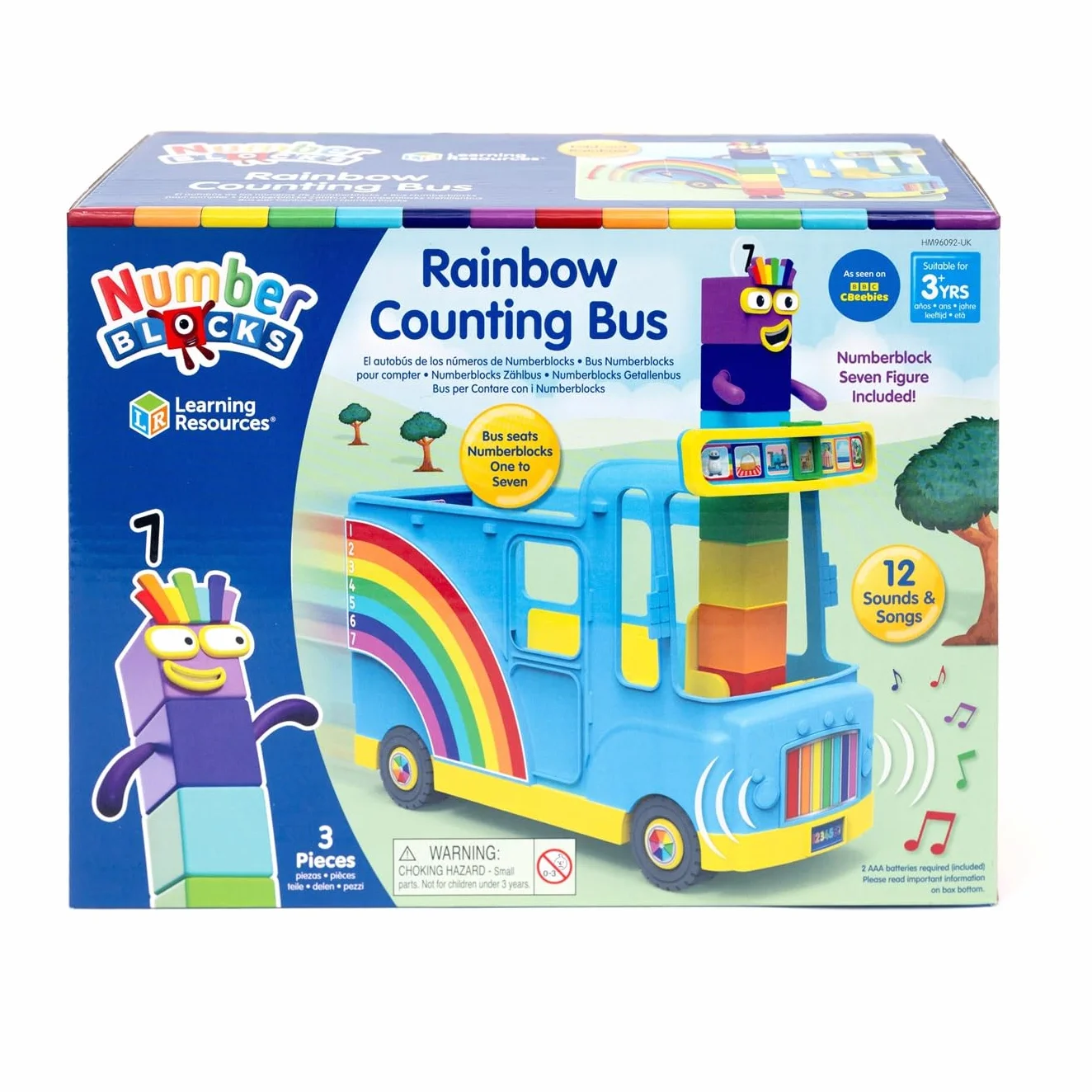 Learning Resources – Tęczowy autobus Numberblocks do nauki liczenia, Wiek 3+, Interaktywny zestaw Numberblocks zawierający autobus i kolekcjonerską Siódemkę, 12 piosenek i dźwięki, Zabawki CBeebies