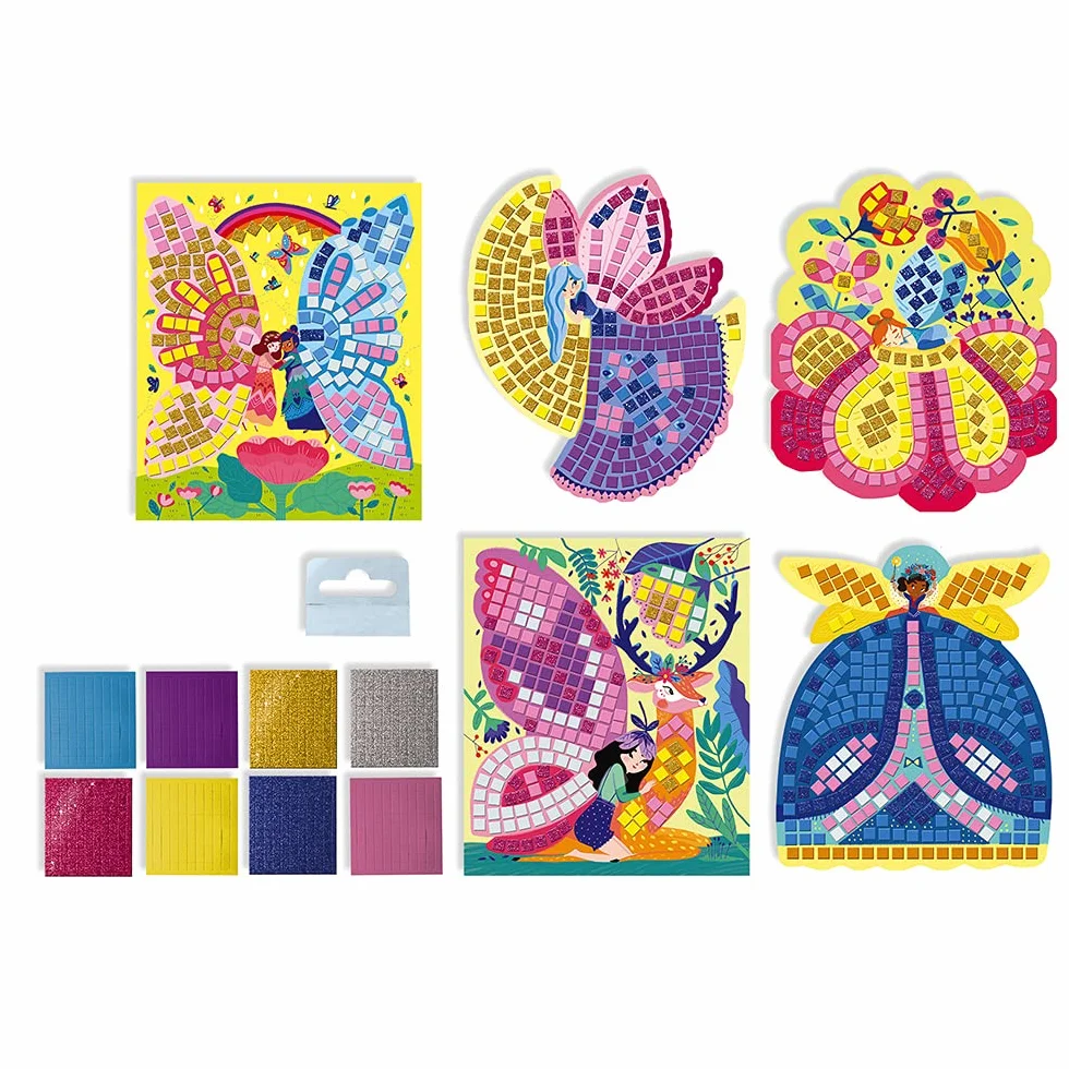 Janod - Fairies Foam Mosaics Box - Les Ateliers du Calme - kreatywny zestaw rekreacyjny dla dzieci - motoryka precyzyjna i nauka koncentracji - od 5 lat, J07960