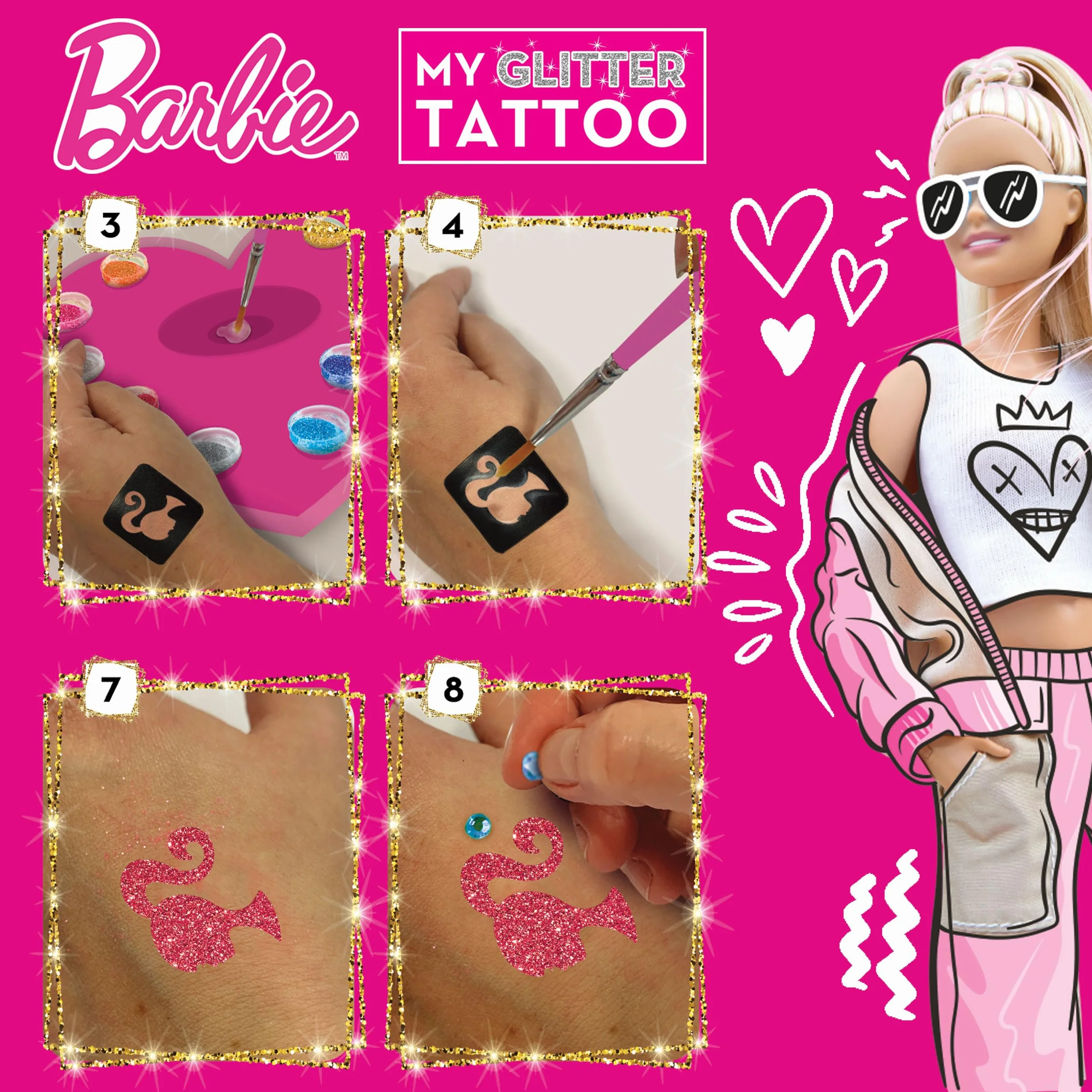 Lisciani Gry - Barbie My Glitter Tattoo, Kwiatowy Kolor Meine Scientillant-Tatuaggi, S, 100958