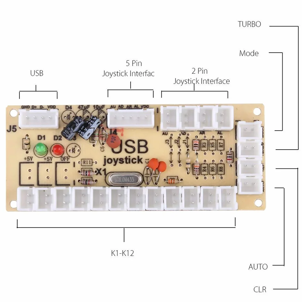 Joystick do kontrolera PC, gra zręcznościowa z zerowym opóźnieniem Zestawy DIY Części Joystick 10-przyciskowy Koder USB do komputera MAME Stwórz własną maszynę do gier zręcznościowych