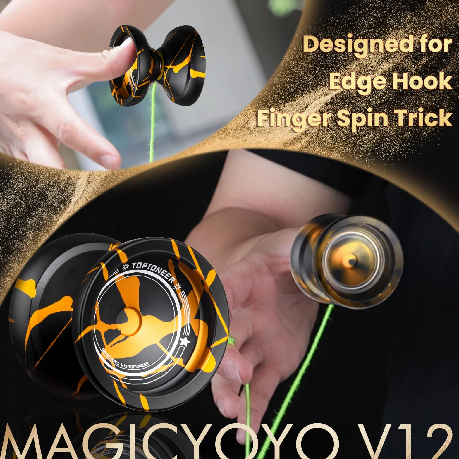 MAGICYOYO V12 Profi JoJo Spin Yoyo dla początkujących i zaawansowanych, podwójny metalowy JoJo responsywny i niereagowalny, wytrzymały stop aluminium Trick-JoJo, w zestawie zestaw Yoyo