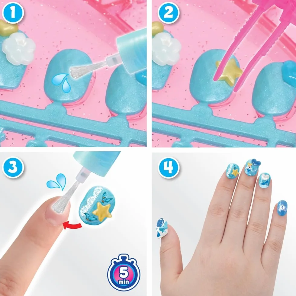 Aquabeads Nail Studio - Zestaw do manicure Princesses Disney, plastikowy, prostokątny, kreatywny - 35006
