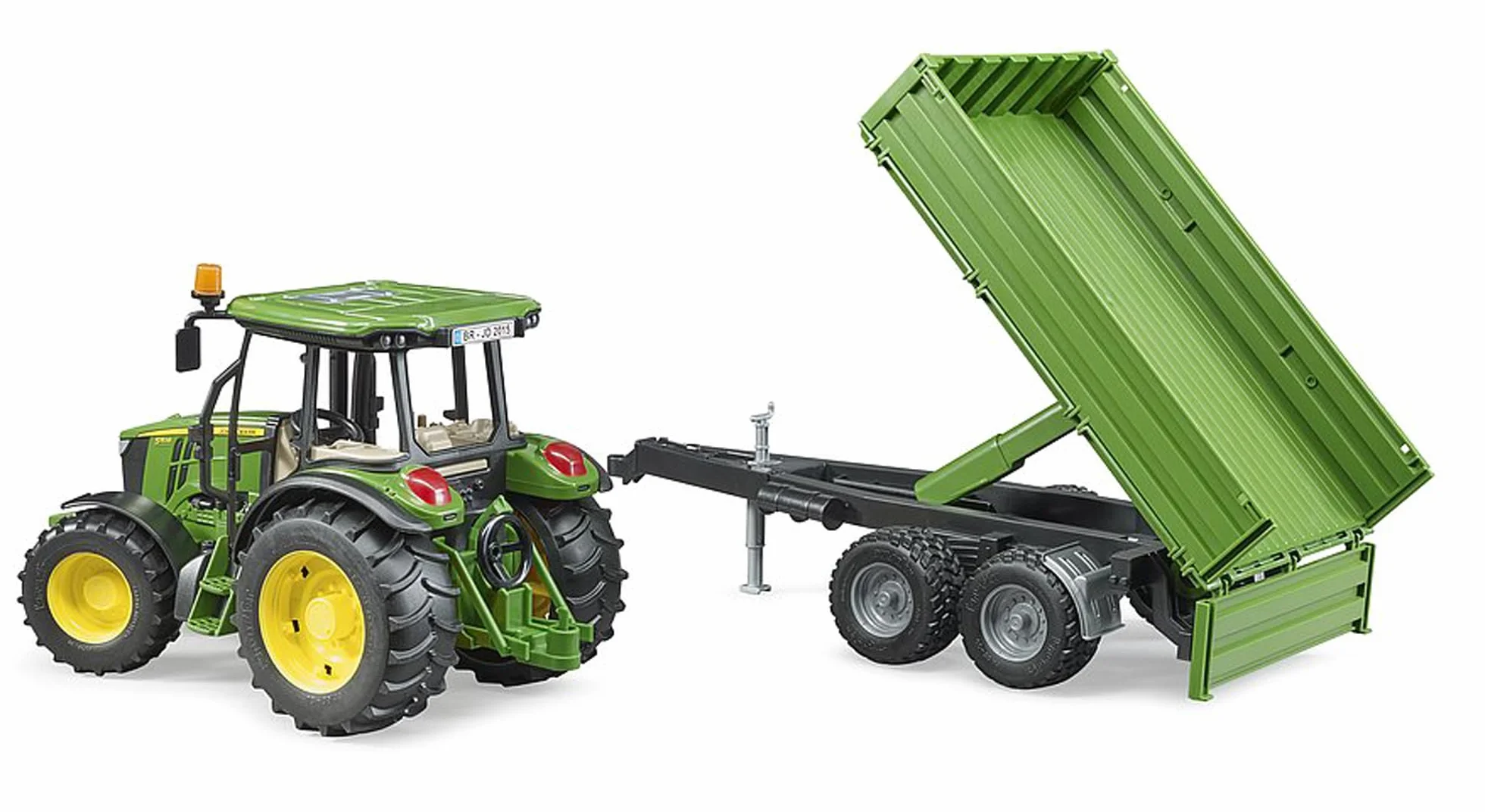 bruder 02108 - John Deere 5115 M z przyczepą burtową - 1:16 Zabawka, Farma, Rolnictwo, Ciągnik, Ciągnik siodłowy, Bulldog, Przyczepa, Wywrotka