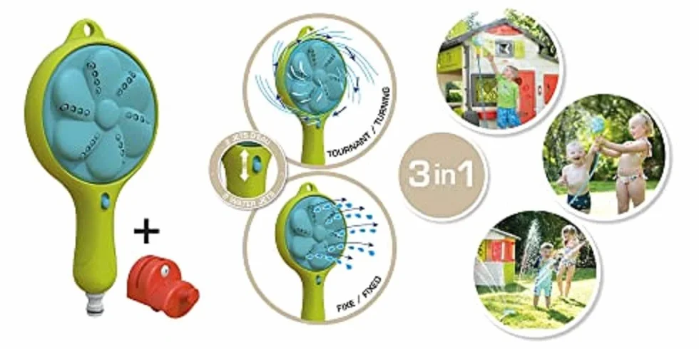 Smoby 7600810914-3-w-1 Prysznic ogrodowy - przede wszystkim prysznicem ogrodowym 3 w 1 dla wszystkich lamp z daszkiem Wyprodukowano we Francji, Od 2 lat