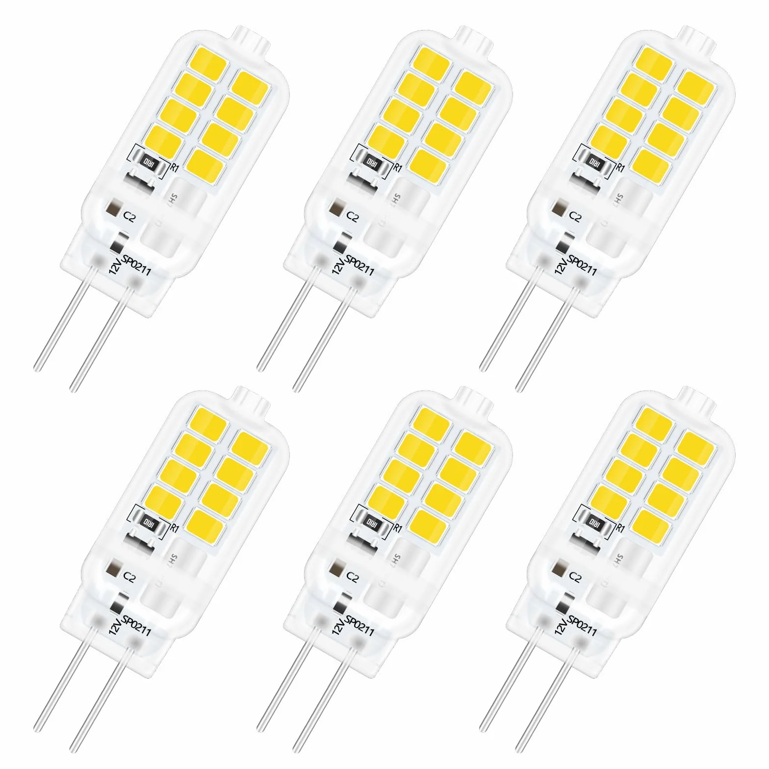 SCNNC Żarówka LED G4 12 V 3 W nie ściemnialna, 16 SMD 300 LM neutralna biel 4000 K, odpowiednik 25 W Halogen, do żyrandola, oświetlenia szafy, sypialni, oświetlenia krajobrazu, zestaw 6 sztuk