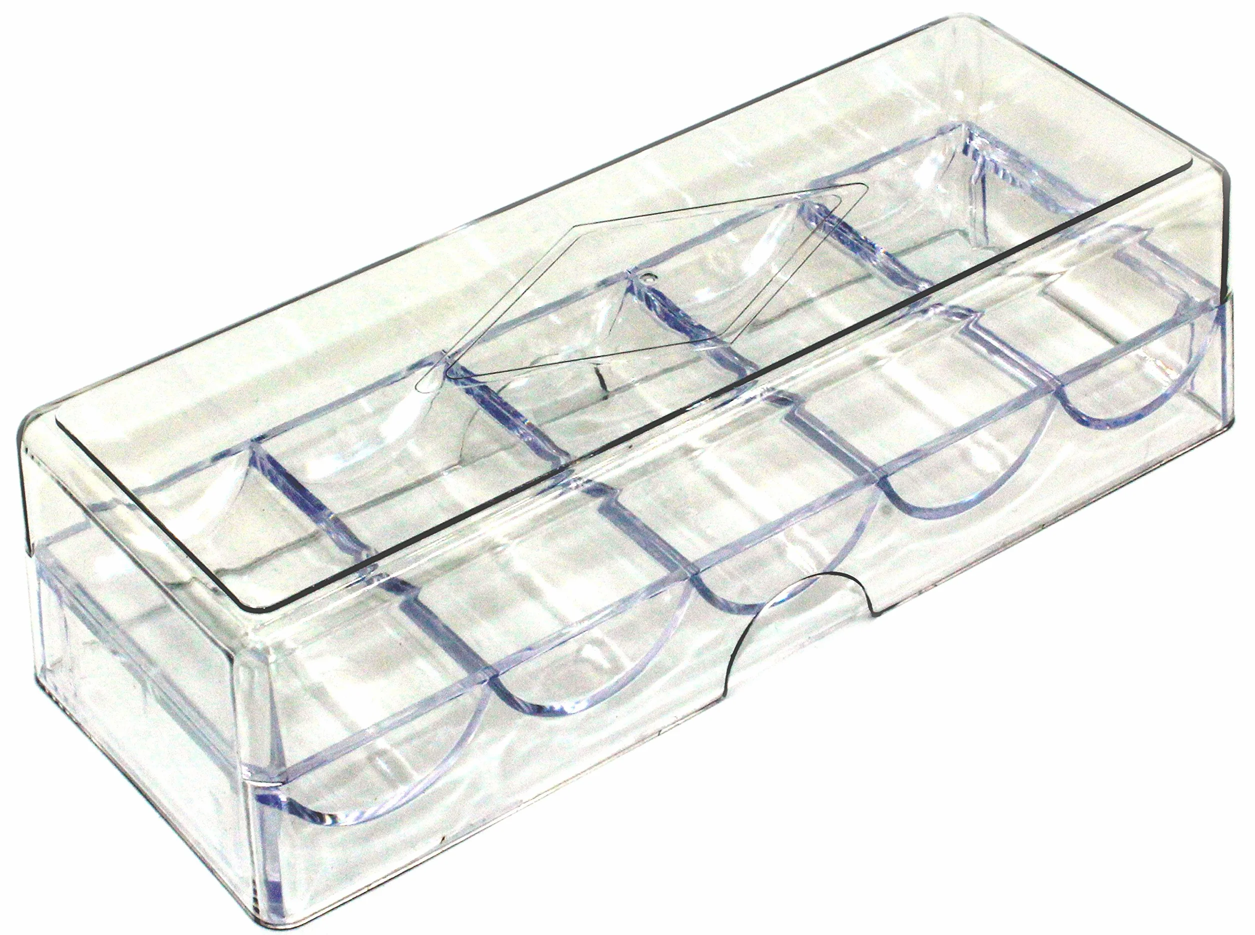 Bullets Playing Cards, Poker Chip Tray zestaw na 500 żetonów do pokera, 5 tac z pokrywkami po 100 żetonów, stojak na chipy / taca, przezroczysta, akryl