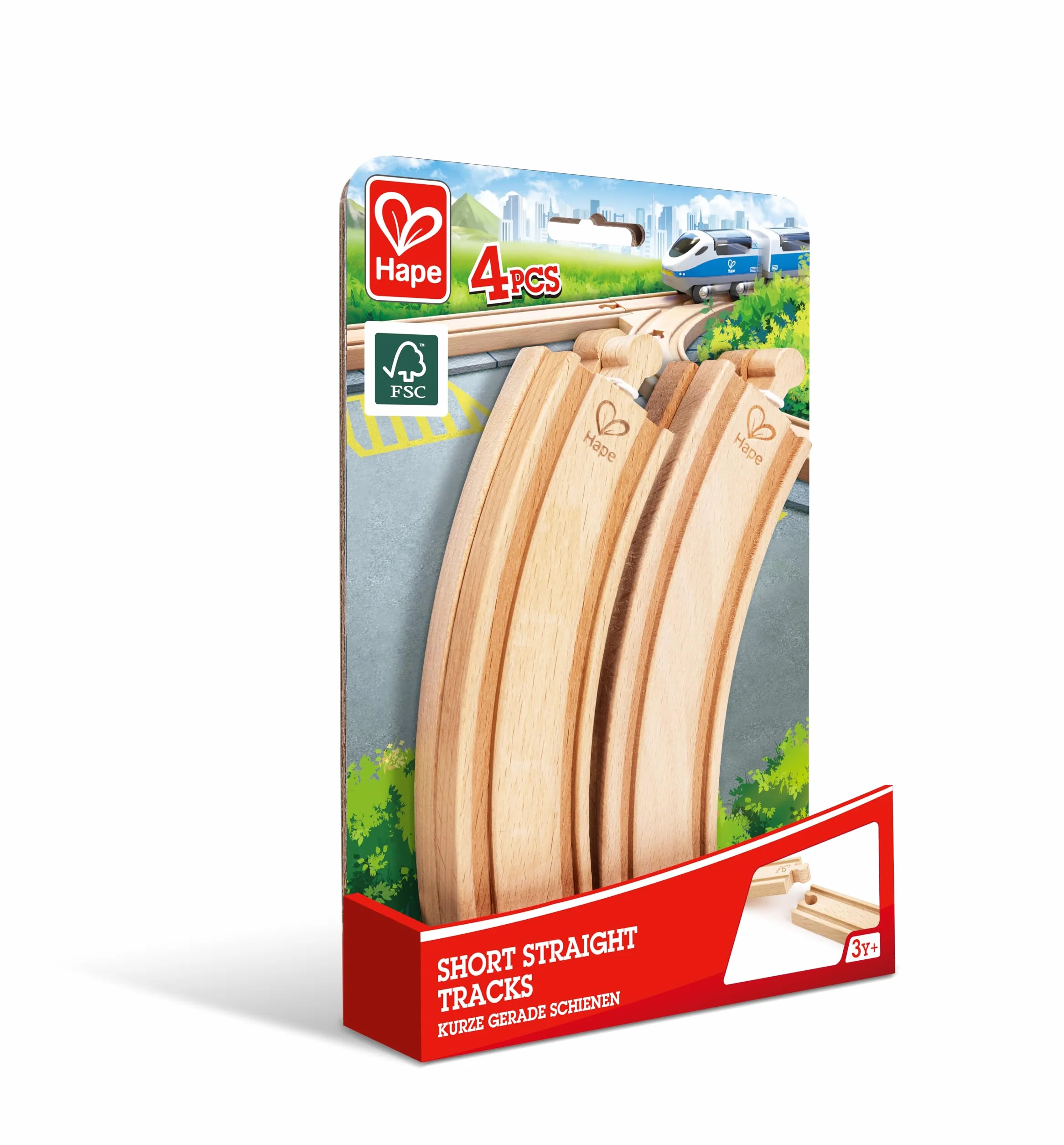 Hape Długie szyny kolarskie drewniane, 4 sztuki