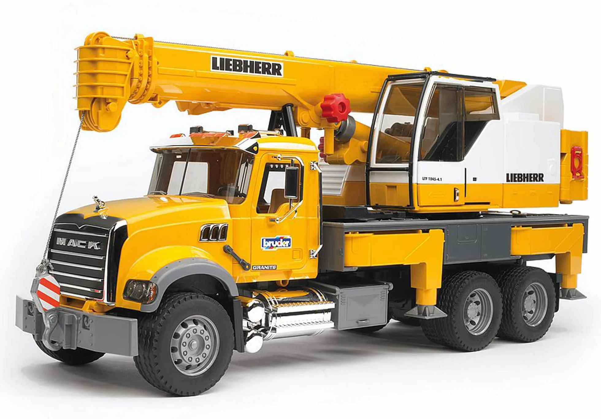 bruder 02818 - Ci|arówka z dzwigiem Mack Granite Liebherr, ci|arówka z dzwigiem, pojazd budowlany
