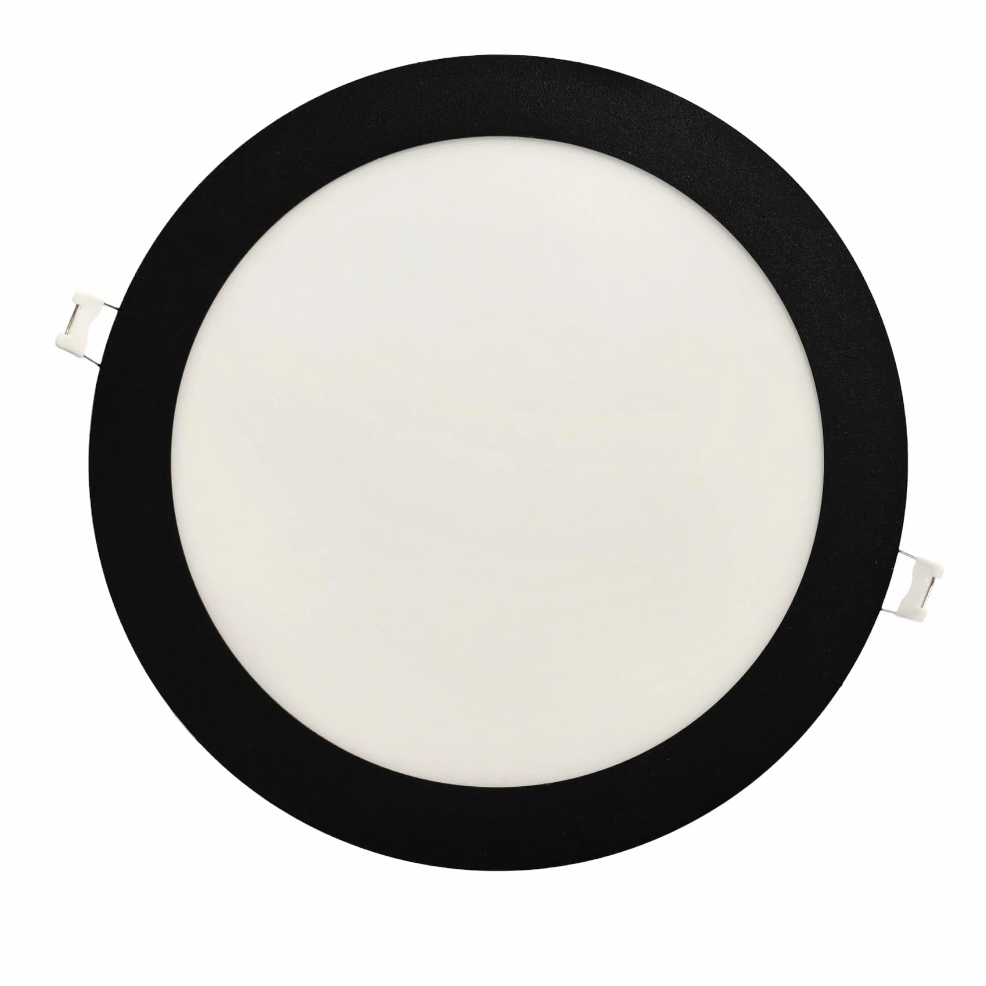 Jandei - LED Downlight 18 W okrągłe, wpuszczane mieszkanie, 1440 Lum, wnętrze IP20 z czarną ramą, puste cięcie Ø 200-Ø 205 mm, ekstra płaski 13 mm, transformator w zestawie (ciepła biel 3000k)