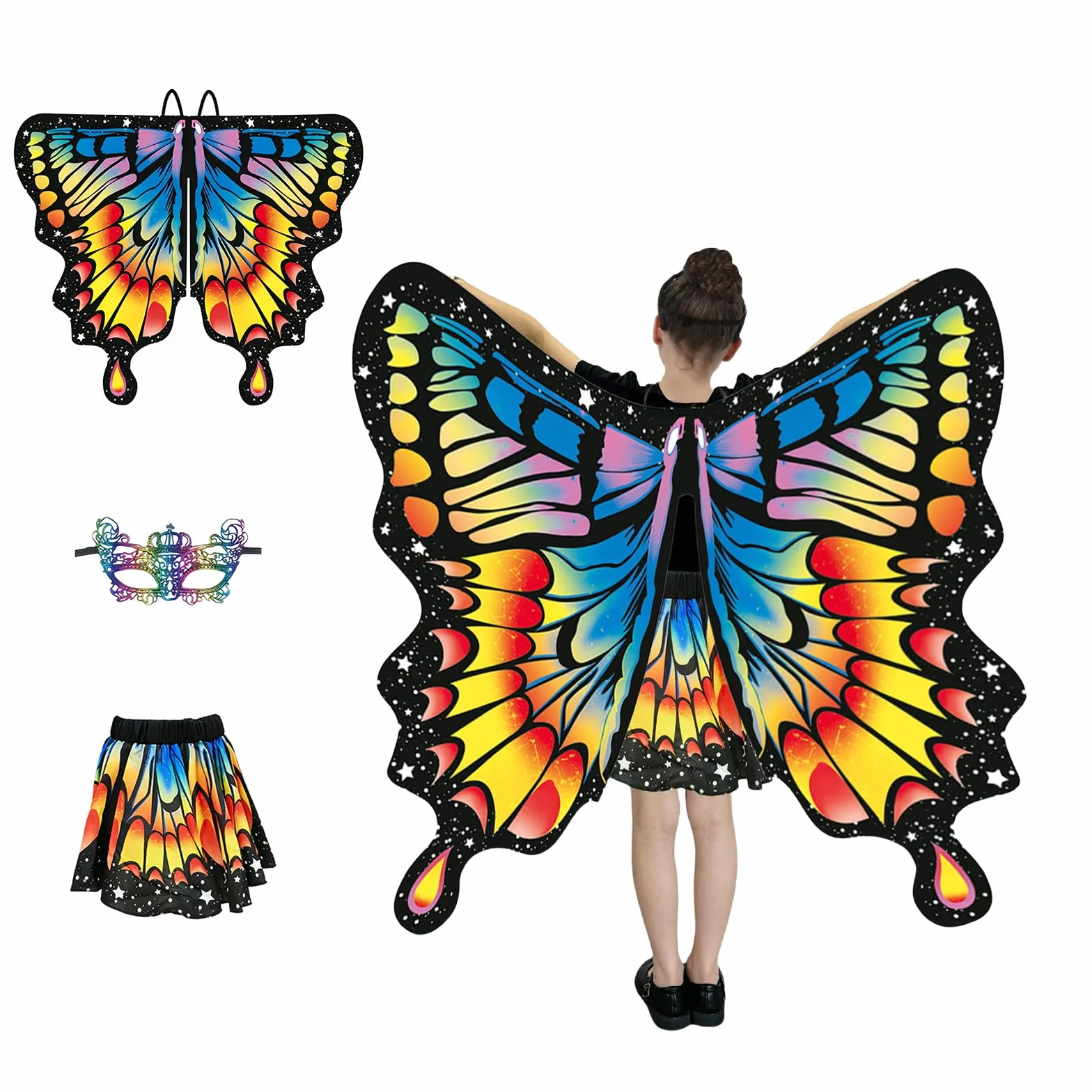Motyl Skrzydła Przebranie Dziecka, skrzydła motyla dla dziewczynki ze skrzydłami, opaska na głowę, na karnawał, cosplay, Halloween, imprezę tematyczną