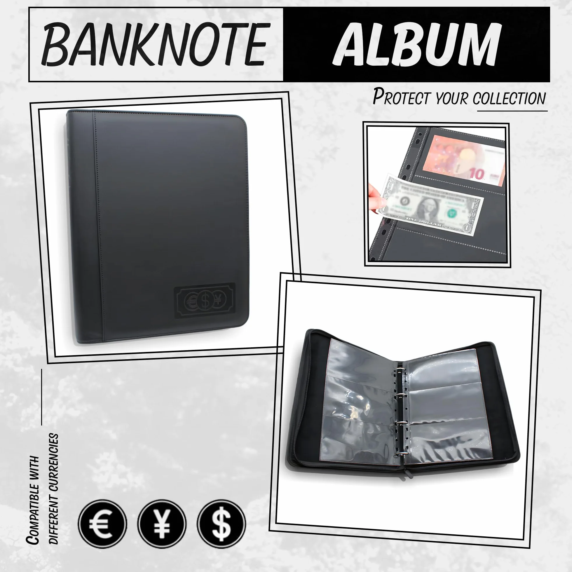 Album na banknoty DOJA Barcelona 120 kieszeni PU Organizer Portfel 33x27