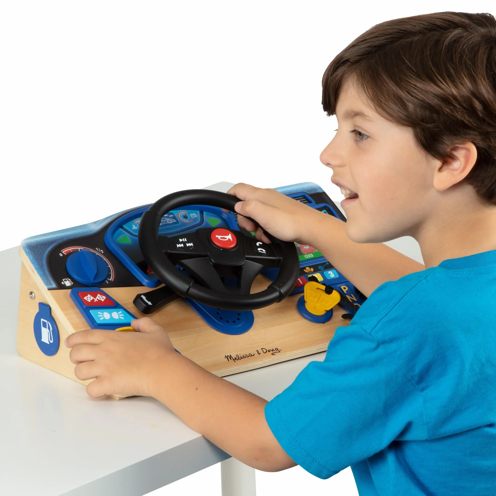 Melissa & Doug Vroom & Zoom – drewniana deska rozdzielcza Zabawa imaginacyjna 3+ Prezent dla chłopca lub dziewczynki