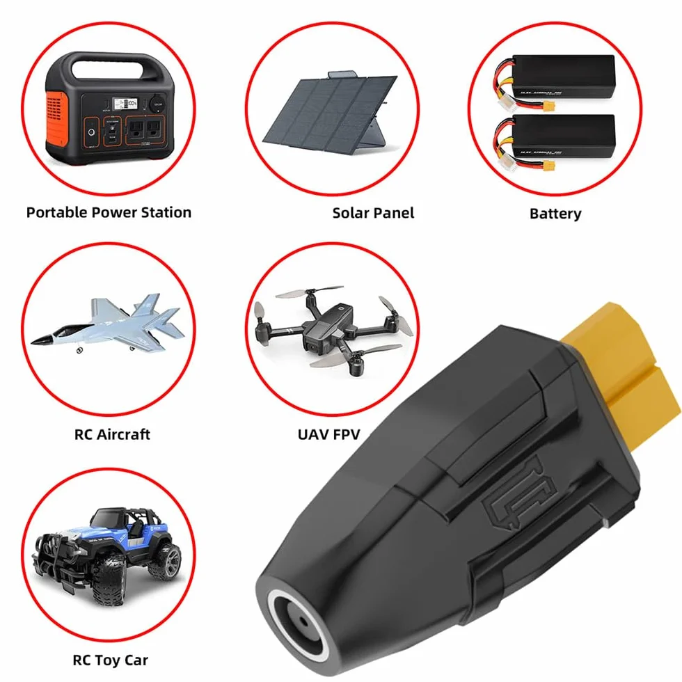 Adapter XT60 gniazdo SC100 protokół na DC 5,5 x 2,1 mm gniazdo adapter do szybkiego ładowania do akumulatora RC Lipo Quadcopter Multicopter Model lotniczy