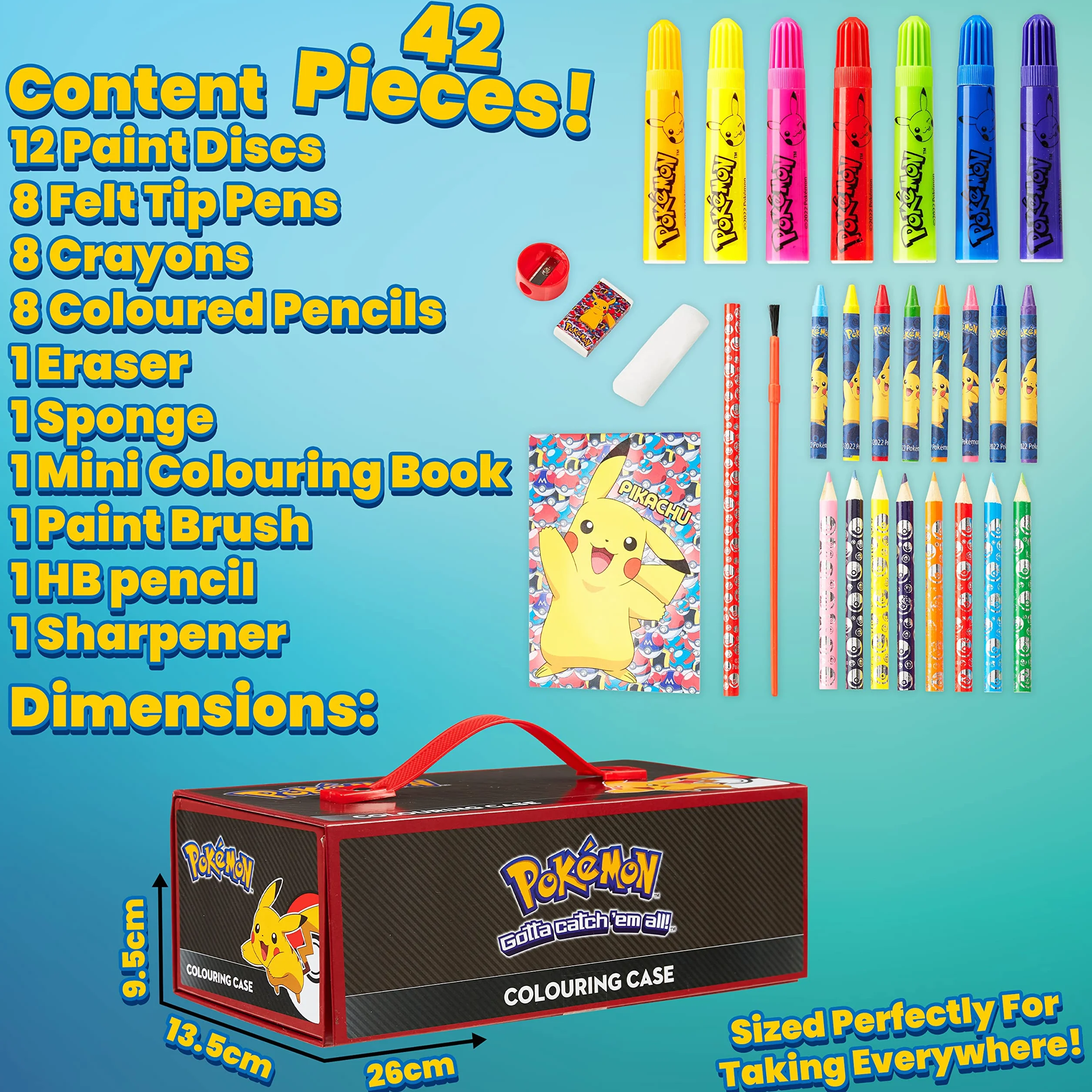Pokemon Zestaw Art, zestawy do kolorowania dla dzieci, ponad 40 materiałów plastycznych dla dzieci