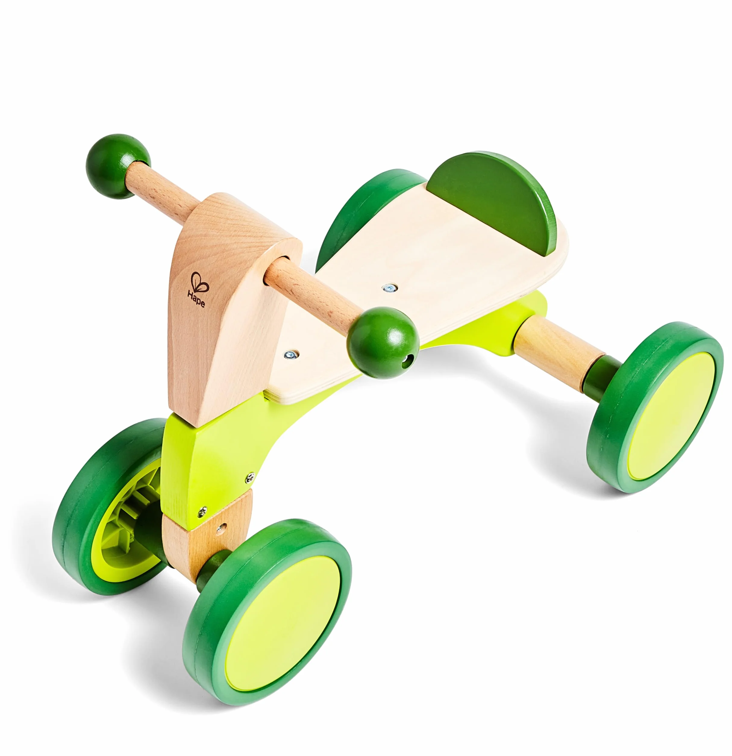 Hape Scoot-Around Balance Bike 4-Wheeled Sustainable Wood Rubber Tyres Bright Green