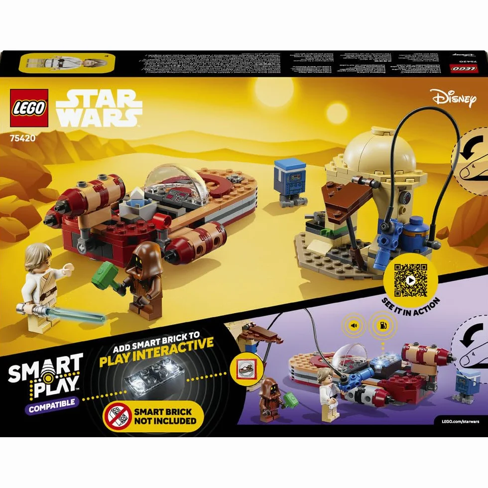 LEGO Star Wars 75420 SMART Play: Śmigacz Luke'a, interaktywna zabawka dla dziecka, zestaw kompatybilny z 1 x SMART Tagiem i minifigurką Luke'a Skywalkera - prezent dla dzieci od 6 lat i fanów