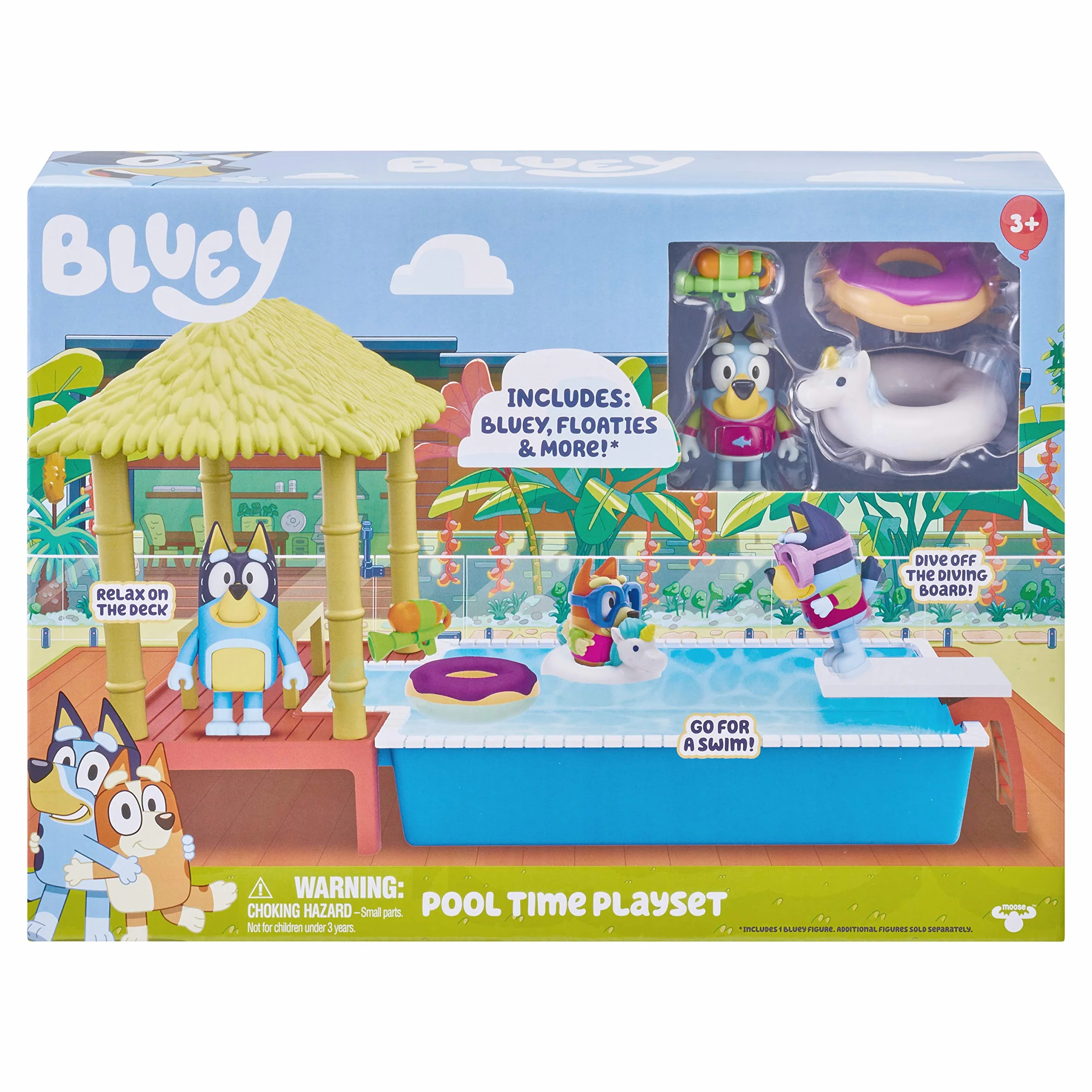 Bluey Pool Time Fun Playset with Diving Board and Deck