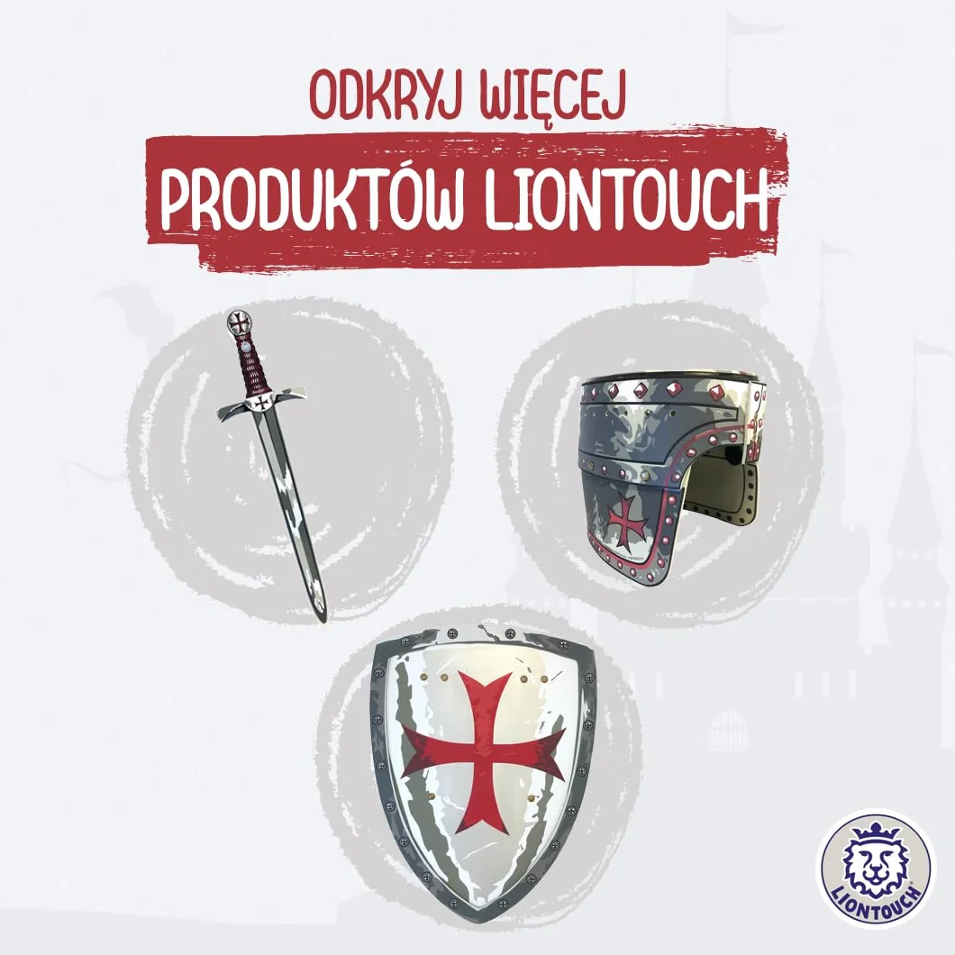 Liontouch Maltańska peleryna rycerza, średniowieczny płaszcz do zabawy dla dzieci z klasycznym motywem czerwonego krzyża, przebieranki, fantazyjne sukienki i kostiumy królewskie dla dzieci