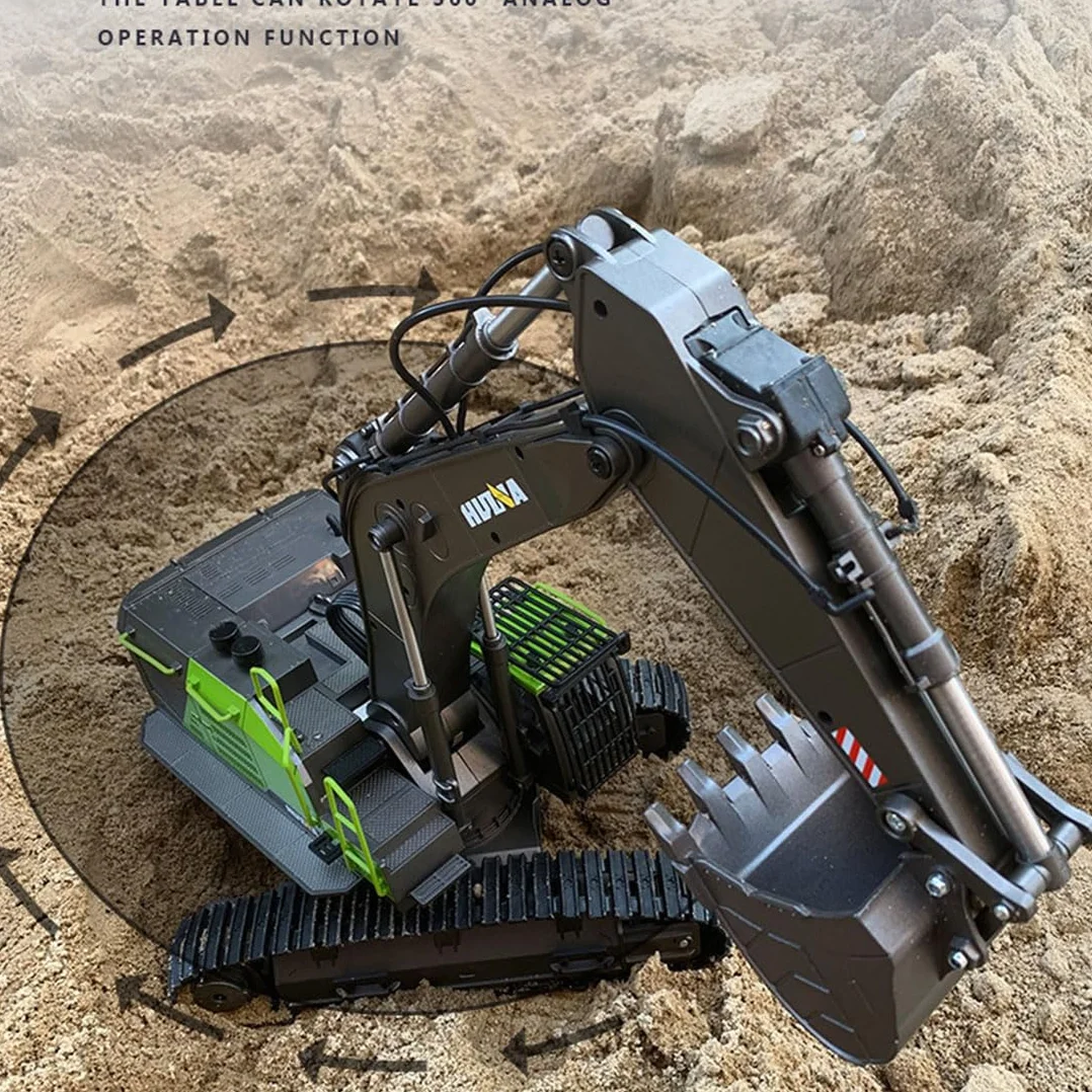 Model koparki RC Digger, skala 1/14 22CH 2,4G 4 w 1, wielofunkcyjna koparka ze stopu zdalnego sterowania ze światłami LED, model pojazdu inżynieryjnego dla dorosłych i młodzieży