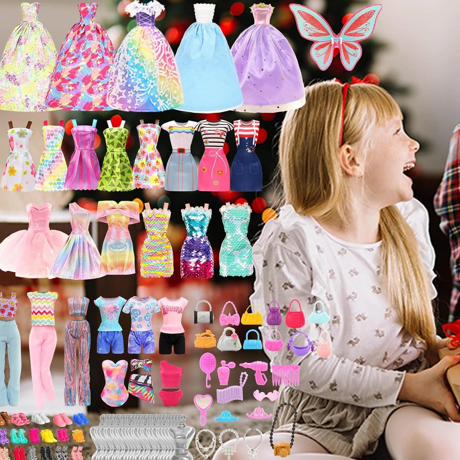 Miunana 95 Lalki Ubrania i akcesoria Moda Sukienki Topy Spodnie Strój Stroju Party Suknia Mini Sukienki kąpielowe Bikini Buty Księżniczka Skrzydła Wieszaki Torebka dla 11.5 calowej lalki