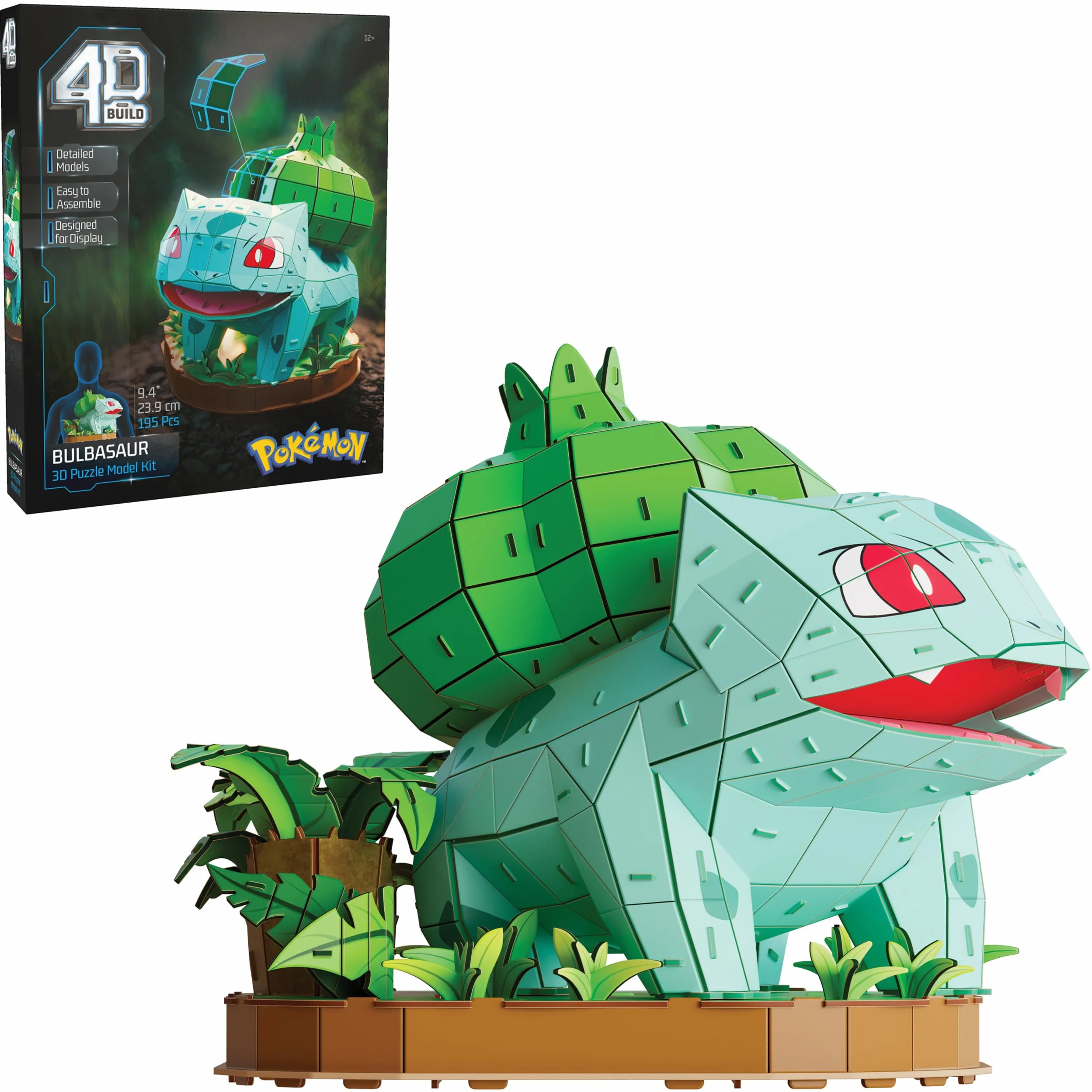 4D Build, Pokémon Bulbasaur – zestaw 3D do składania, Pokémony do kolekcjonowania, Puzzle 3D dla dorosłych i nastolatków, 195 elementów, dla osób w wieku od 12 lat