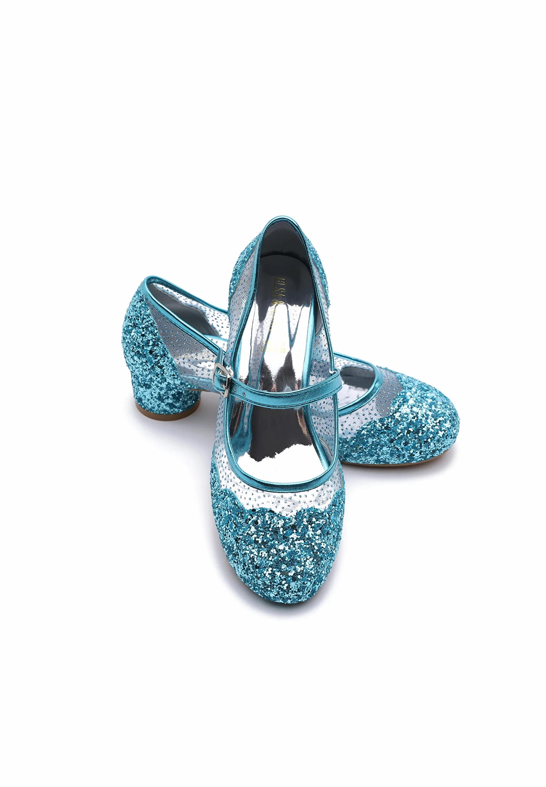 ELSA & ANNA Dziewczęce buty do przebrania królowej śniegu, księżniczki, na imprezę, obcas 3 cm, buty do przebrania Elsy na imprezy i urodziny, cosplay, dziewczęce wysokie obcasy (SH22040506)
