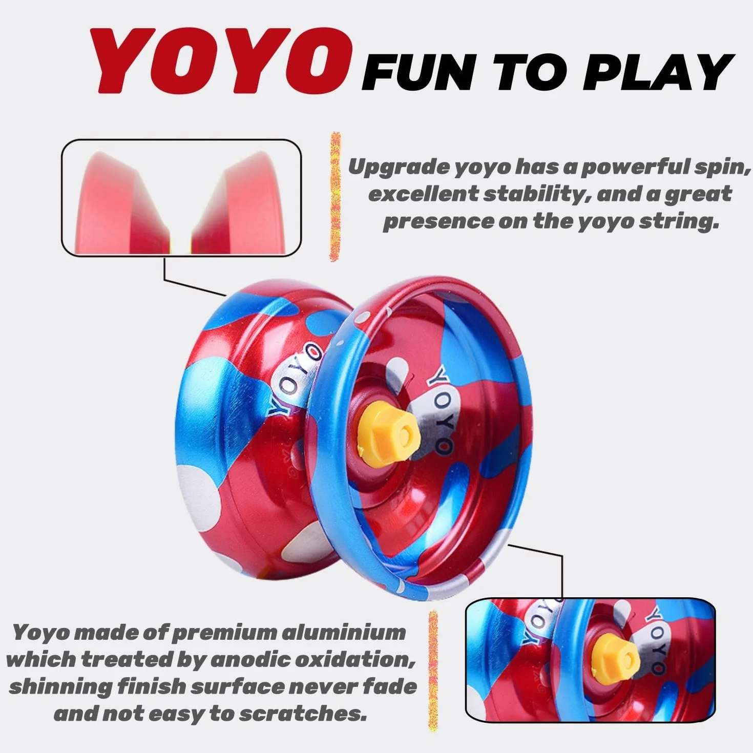 5 sztuk zabawek JoJo dla początkujących, tworzywo sztuczne + stop aluminium, Yoyo Responsive Yoyo, profesjonalna piłka Yo-Yo, zaprojektowana dla początkujących i nadaje się na prezent urodzinowy dla