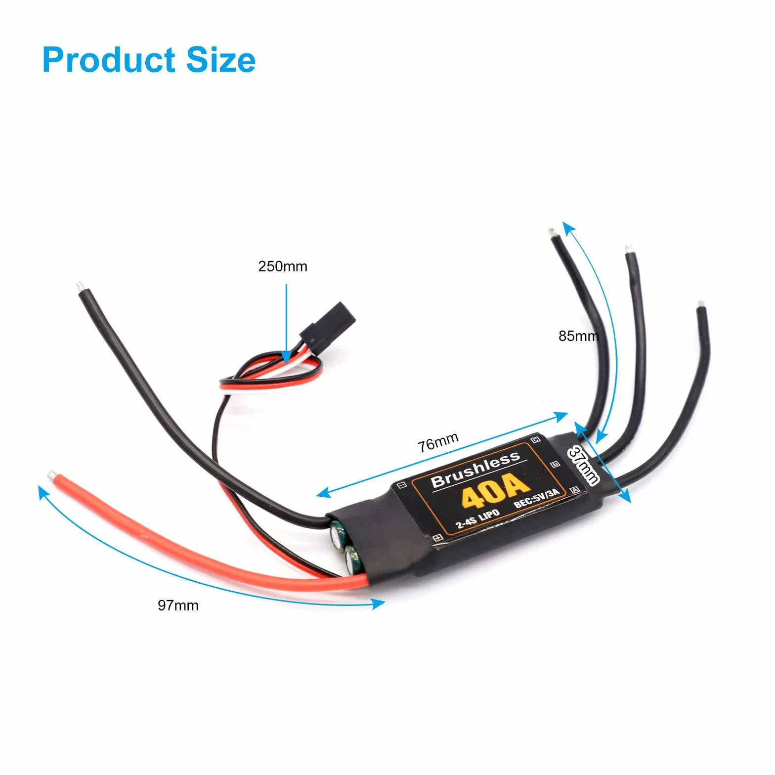 RUIZHI 40A ESC 2-4S bezszczotkowy kontroler prędkości ESC 5V 3A BEC silnik do stałego skrzydła DIY RC dron helikopter Quadcopter