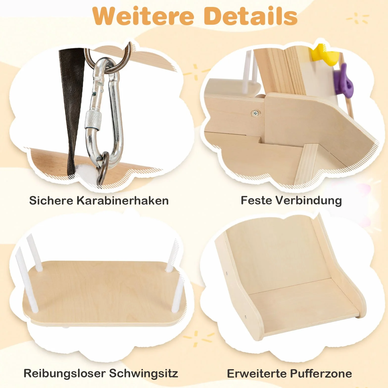 COSTWAY Rusztowanie wspinaczkowe do wnętrz, 8 w 1, trójkąt wspinaczkowy, huśtawka, siatka do wspinaczki, zjeżdżalnia, skały wspinaczkowe, drążki małpy, drabina linowa i platforma, drewniany plac zabaw