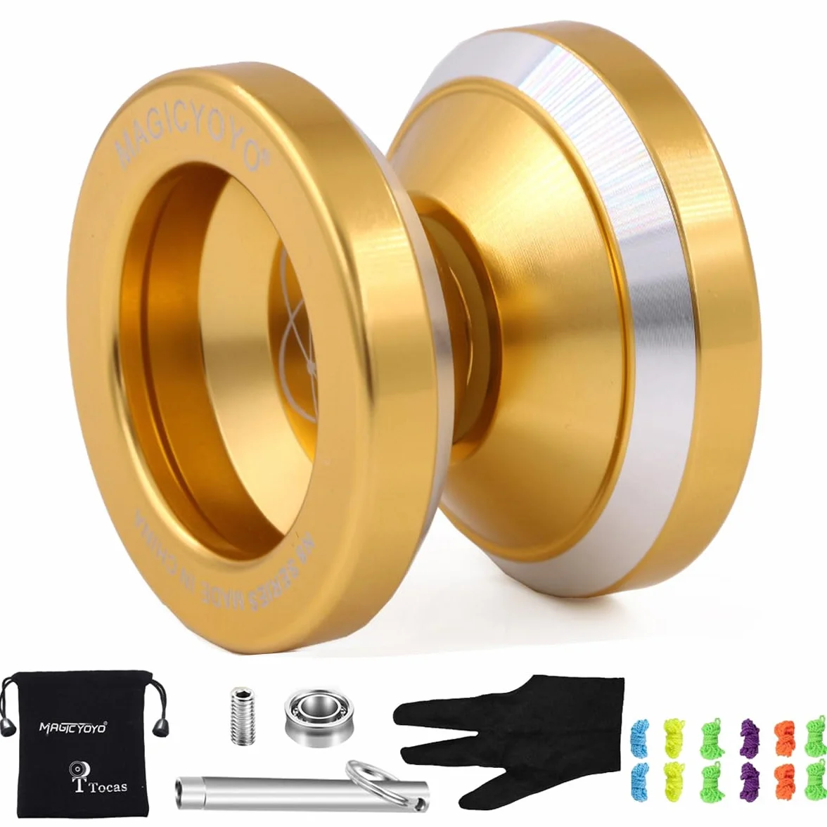 MAGICYOYO Profesjonalne jojo i nieresponsywne jojo dla dzieci, nastolatków, dorosłych – Magic Yoyo N8 Responsive Jo-Jo metal z odpornymi łożyskami + usuwacz + 10 strun jo-jos, złoto