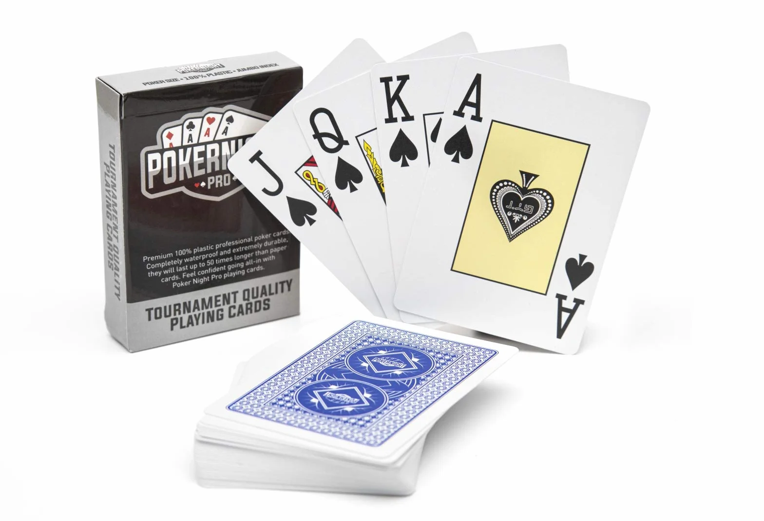 Talia Profesjonalnych, Wodoodpornych Kart do Pokera Texas Hold'em | 100% Plastik | 54 Karty w Talii (Niebieskie Rewersy) | 2 Jokery | Indeks Jumbo