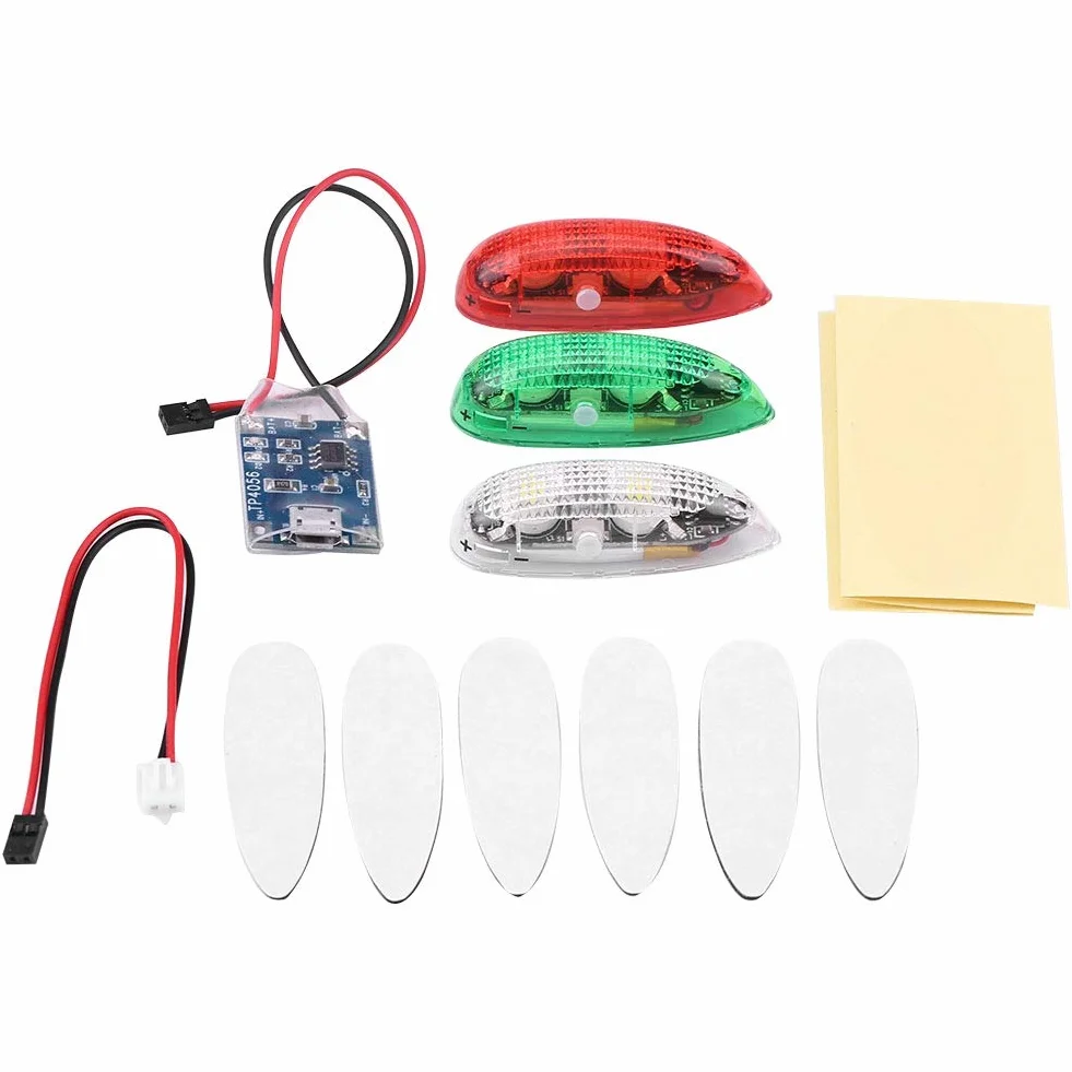 Zestaw oświetlenia LED RC Drone Bezprzewodowe czerwone zielone białe lampy błyskowe LED do RC Fix Wing samolot helikopter 3 szt./zestaw