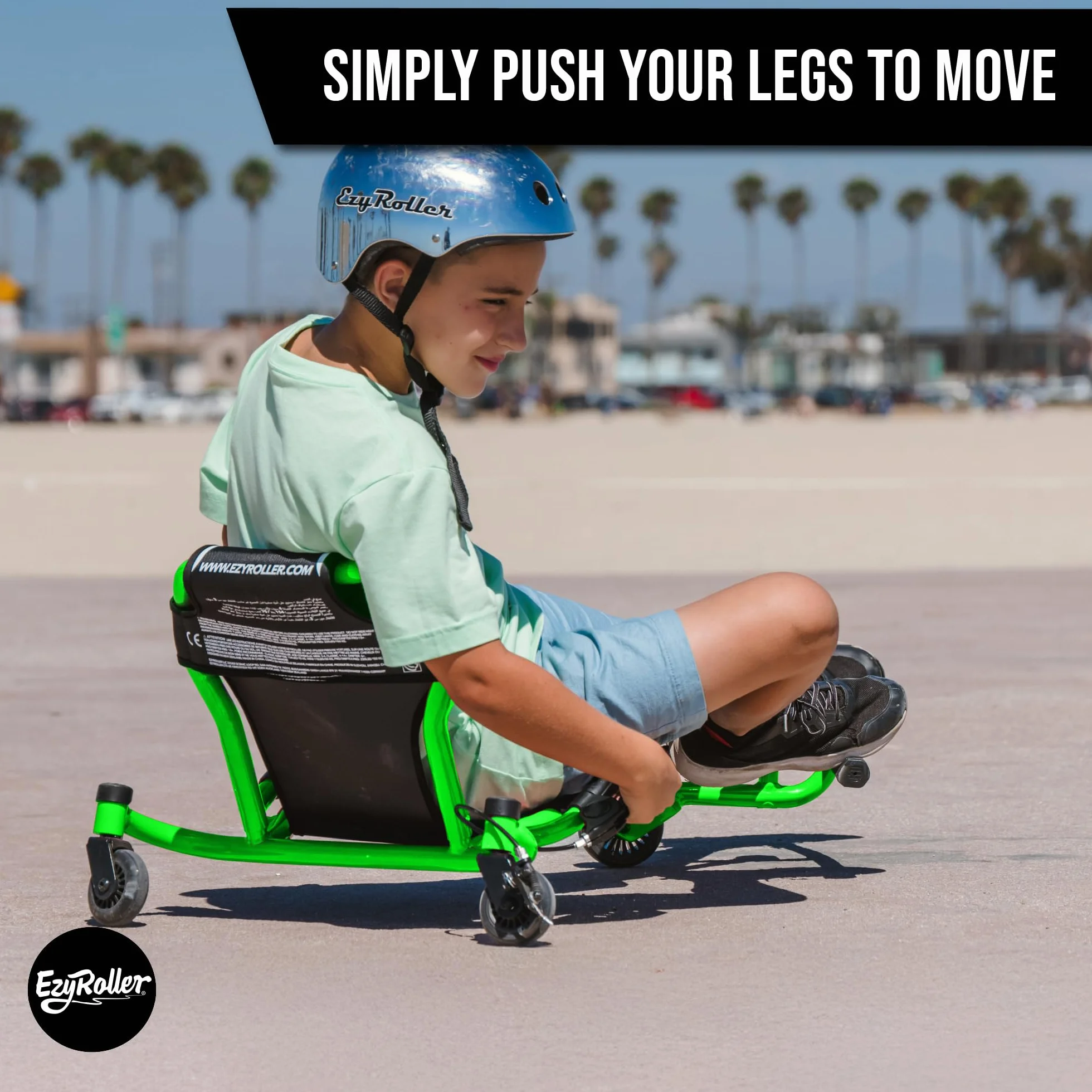 EzyRoller Spinner Ride On Scooter for Kids & Toddlers, Outdoor Ride on Toy with Caster Wheels for Drifting & Tight Turning, Up to 150 lbs, Ages 4 & Up - Green